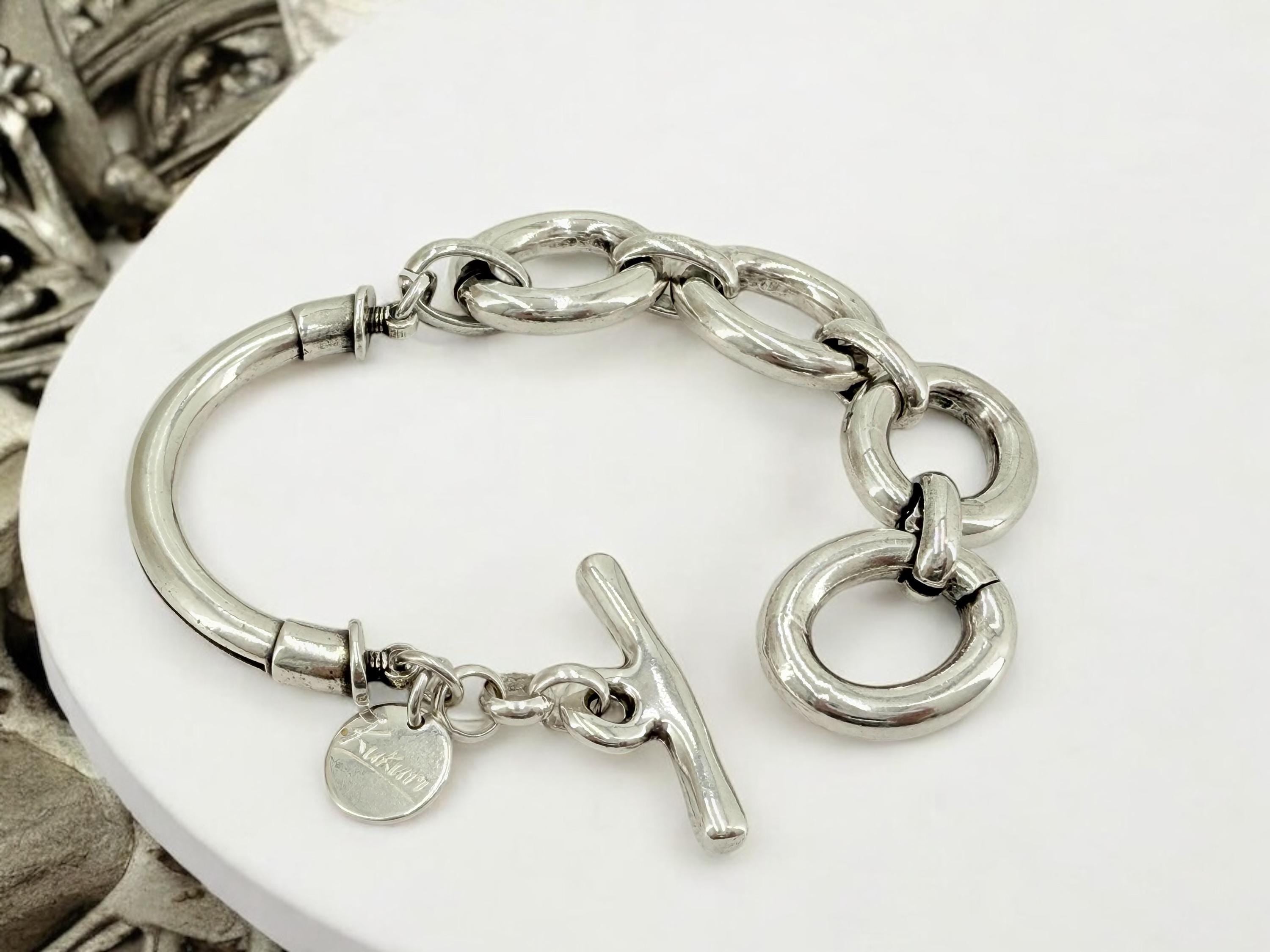 Chunky silver half cuff bracelet, big link chain silver bracelet, statement cuff, thick bracelet, uno de 50 style, women gift, bold bracelet