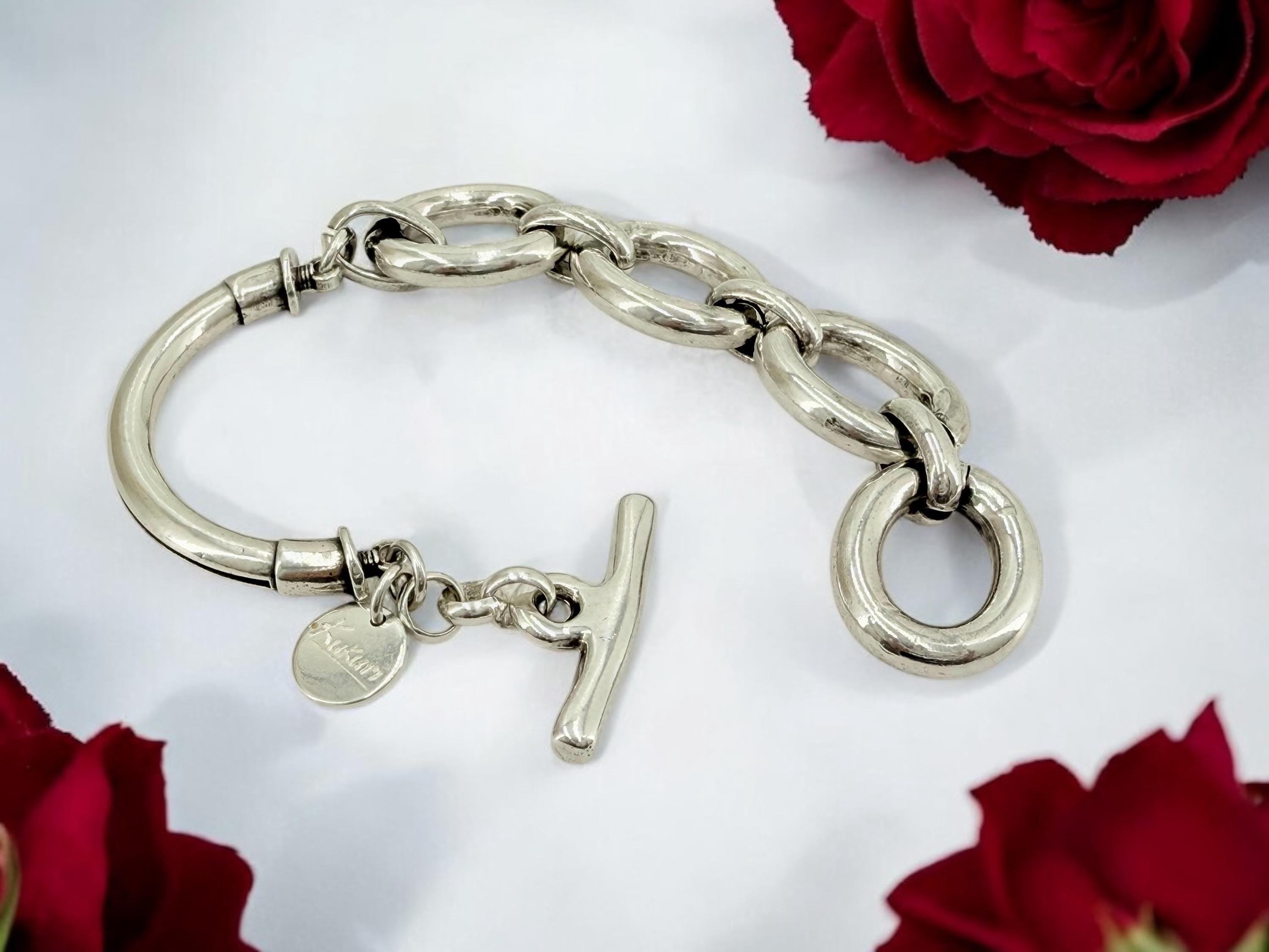Chunky silver half cuff bracelet, big link chain silver bracelet, statement cuff, thick bracelet, uno de 50 style, women gift, bold bracelet