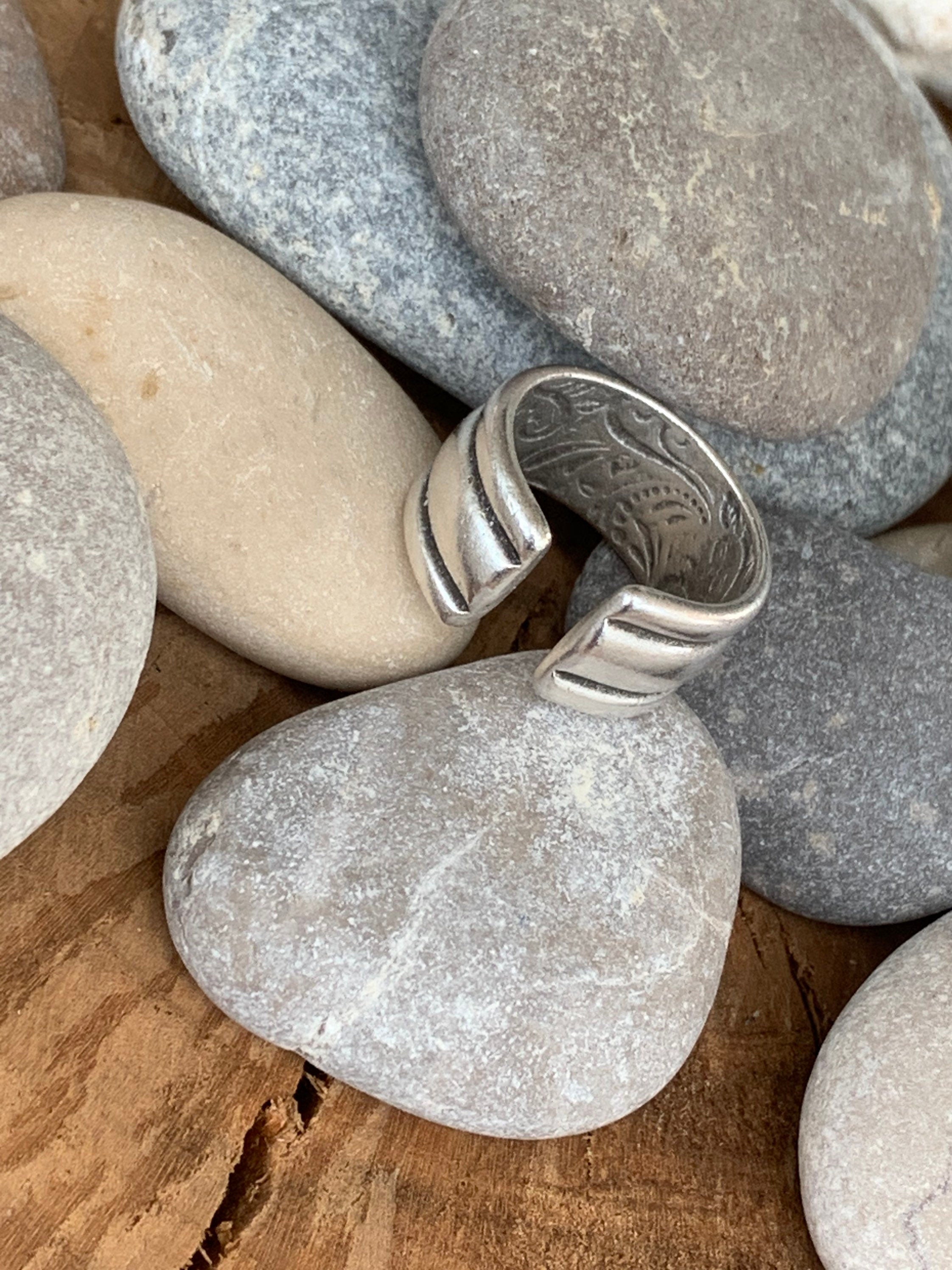 Wide and thick silver double band open eye-catching silver ring with modern style for men and women, unique gift for sister, chunky ring