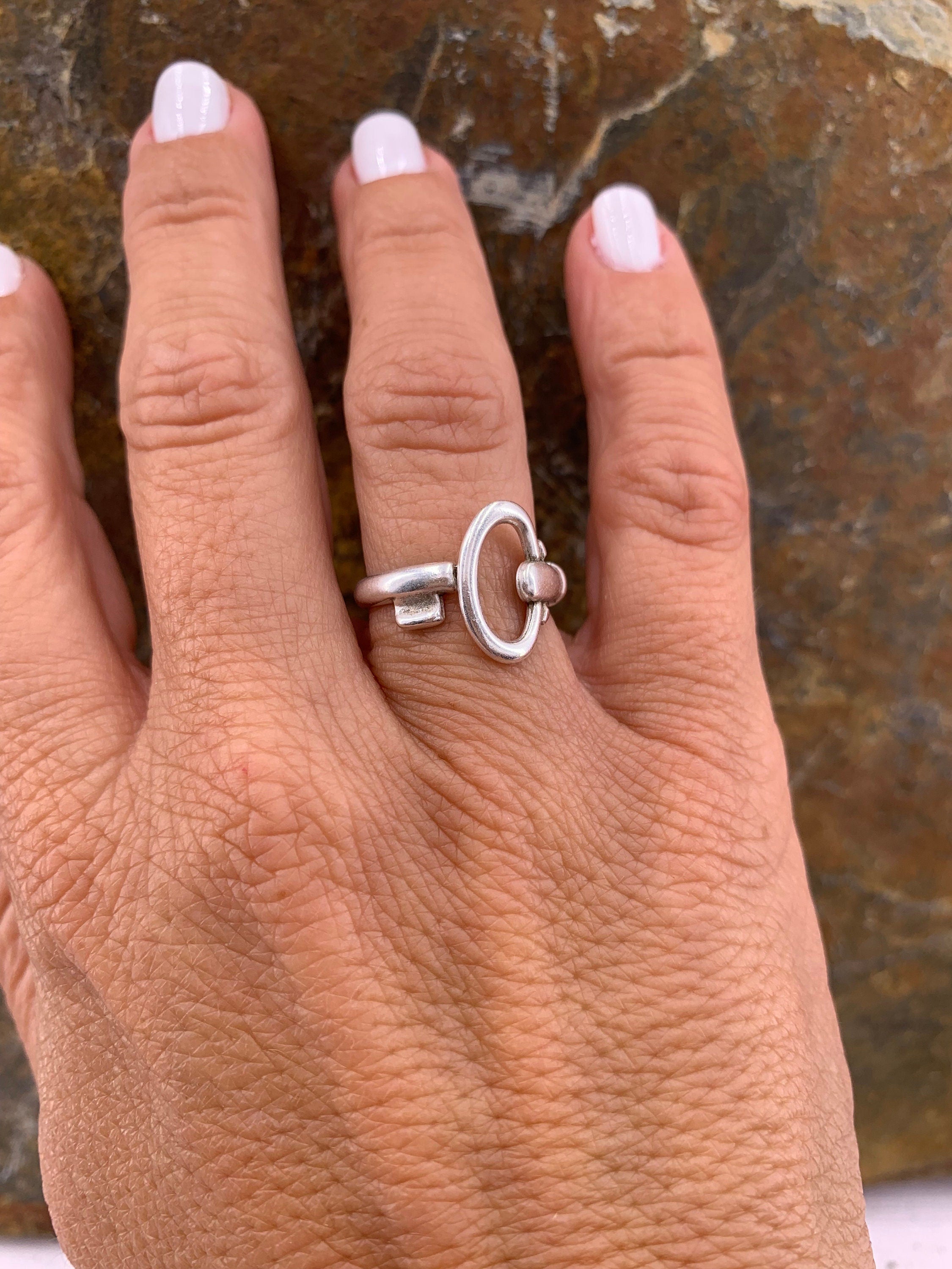 Key ring, boho silver ring, boho silver ring, original boho rings, shiny ring, statement ring, bohemian ring, Uno de 50 style