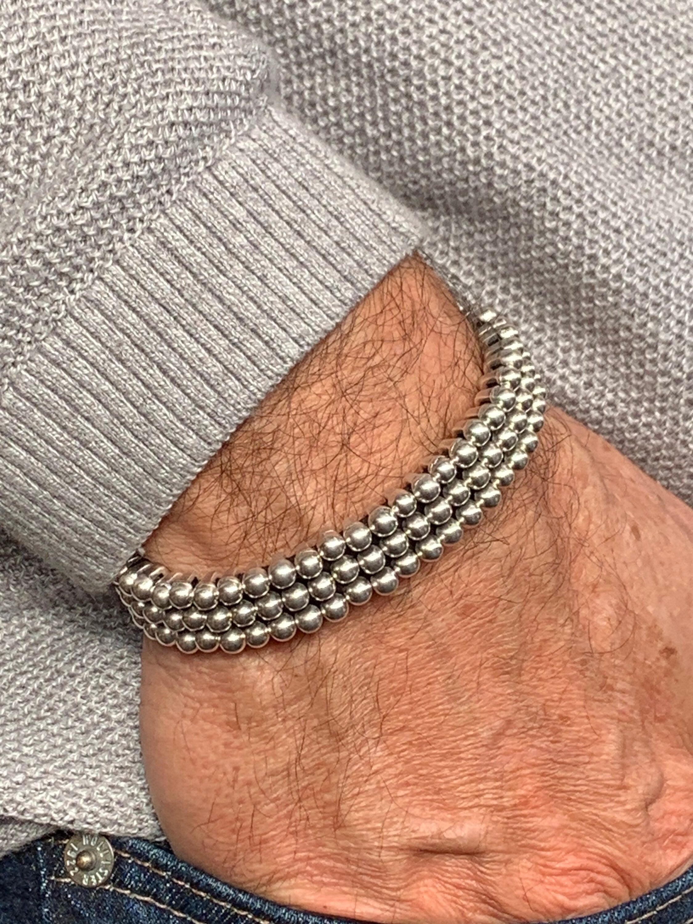 Voluminous bracelet for modern men, industrial bracelet, stud bracelet, chunky silver bracelet, masculine bracelet, heavyweight bracelet