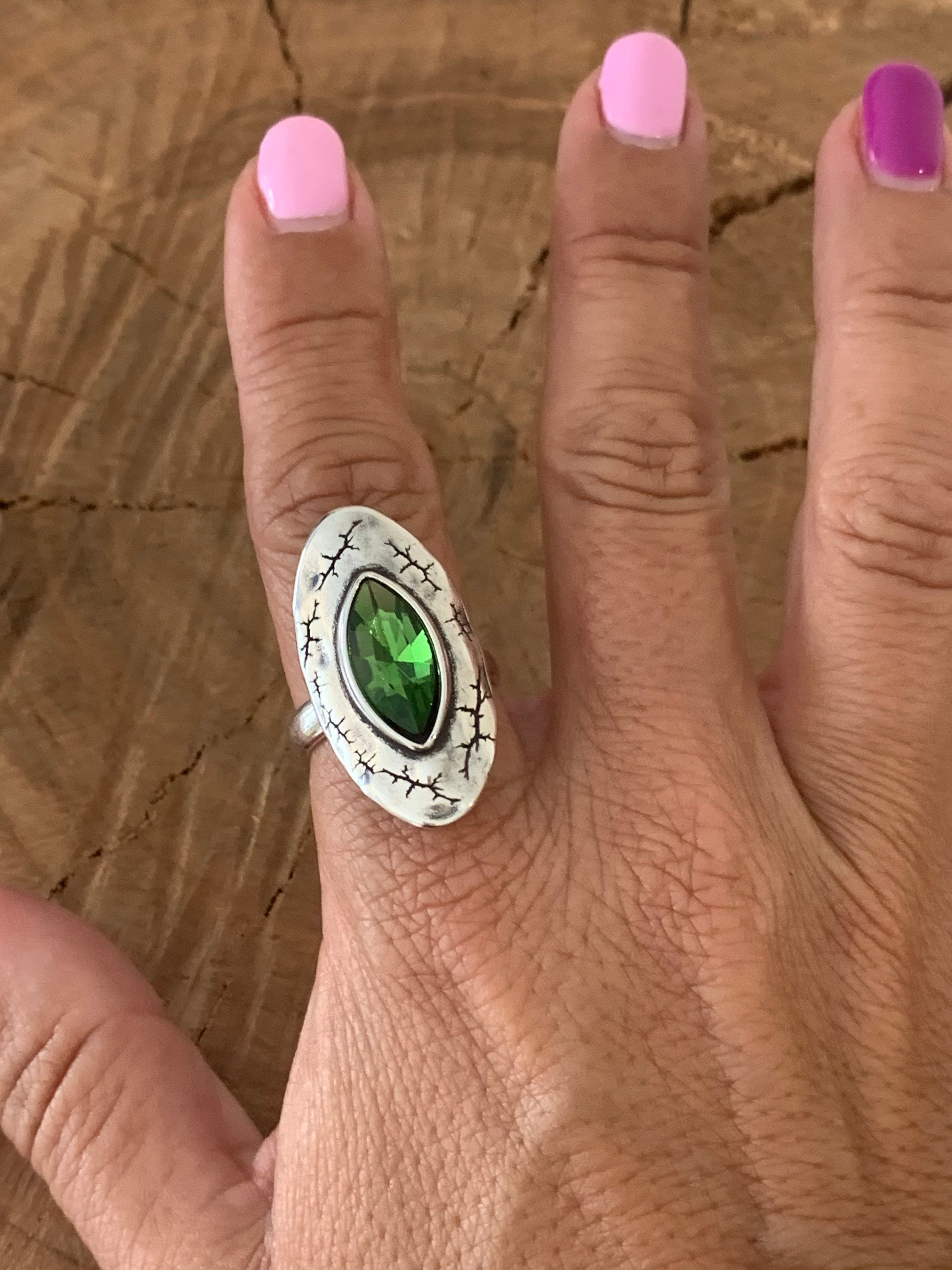 Chunky crystal and silver ring, Swaroski statement ring, voluminous ring, wide ring, uno de 50 style ring, Christmas gift for her,