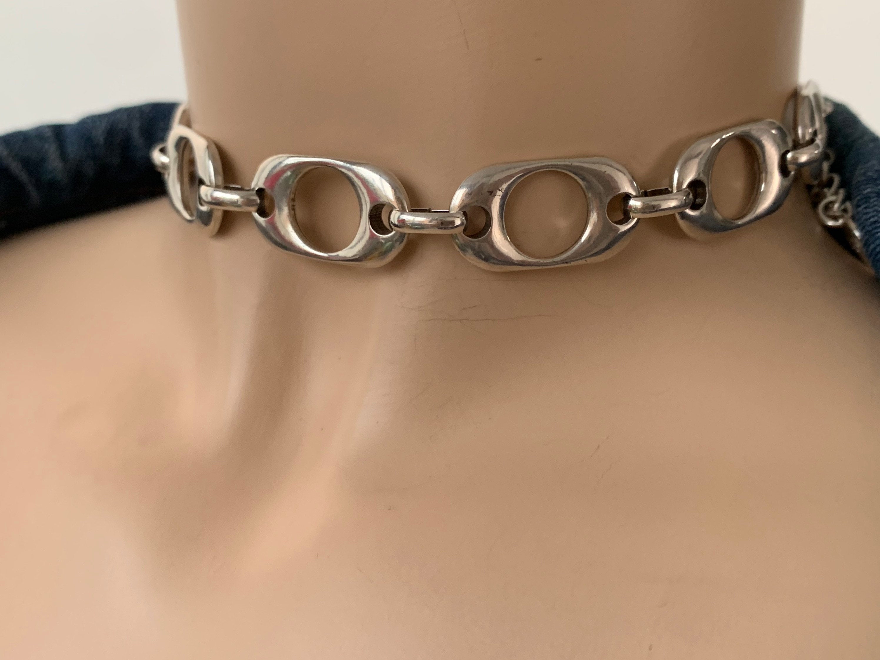 chunky chain choker, wide silver choker, statement choker, wrap choker, bold chain choker nekclace, curb chain choker, bulky silver choker