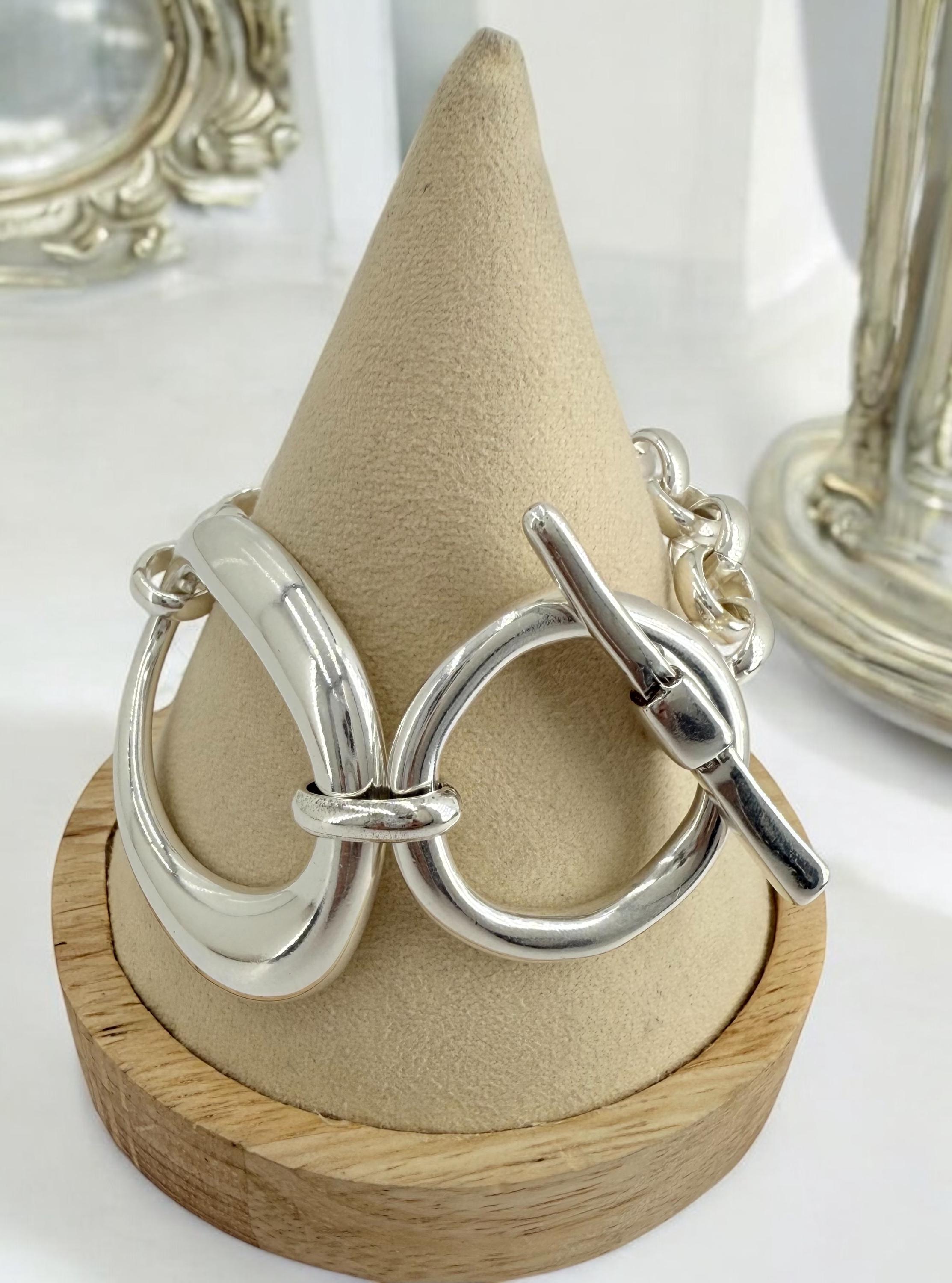 Chunky silver toggle clasp oversized bracelet, bold rock style cuff,  industrial jewelry