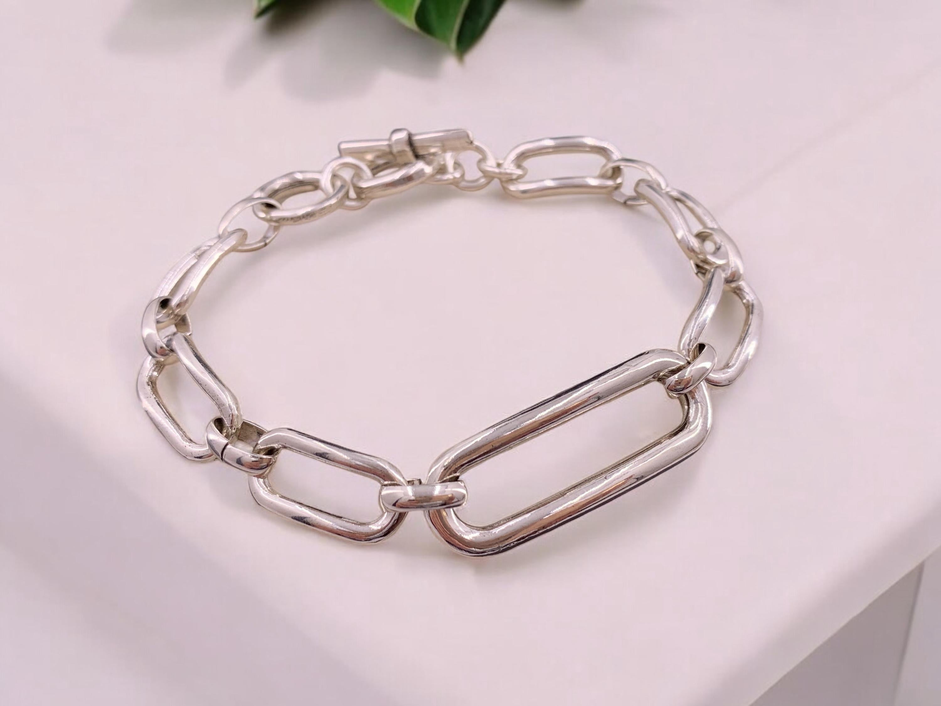 silver chunky chain bracelet, silver large link bracelet, bulky bracelet, shiny silver chain bracelet, bold chain bracelet, uno de 50 style