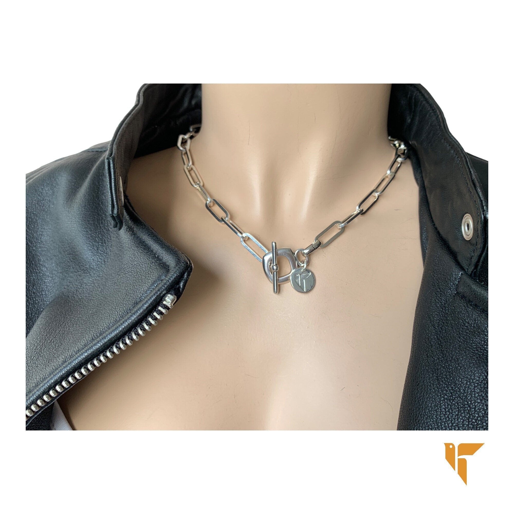 Chunky silver chain necklace for women, silver chain necklace, chunky necklace, large link necklace, women necklace, uno de 50 style choker