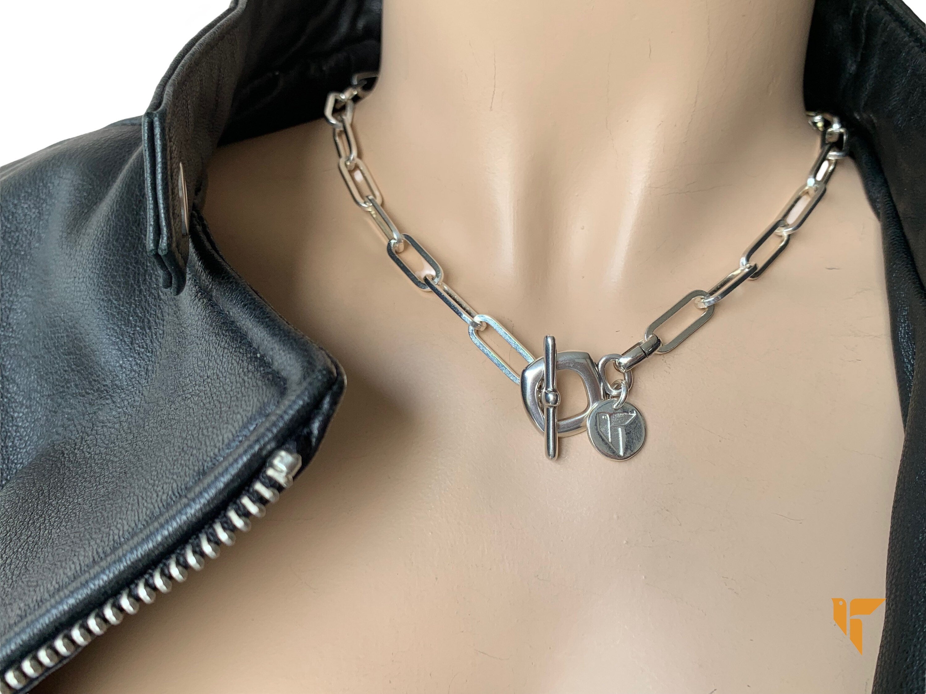 Chunky silver chain necklace for women, silver chain necklace, chunky necklace, large link necklace, women necklace, uno de 50 style choker