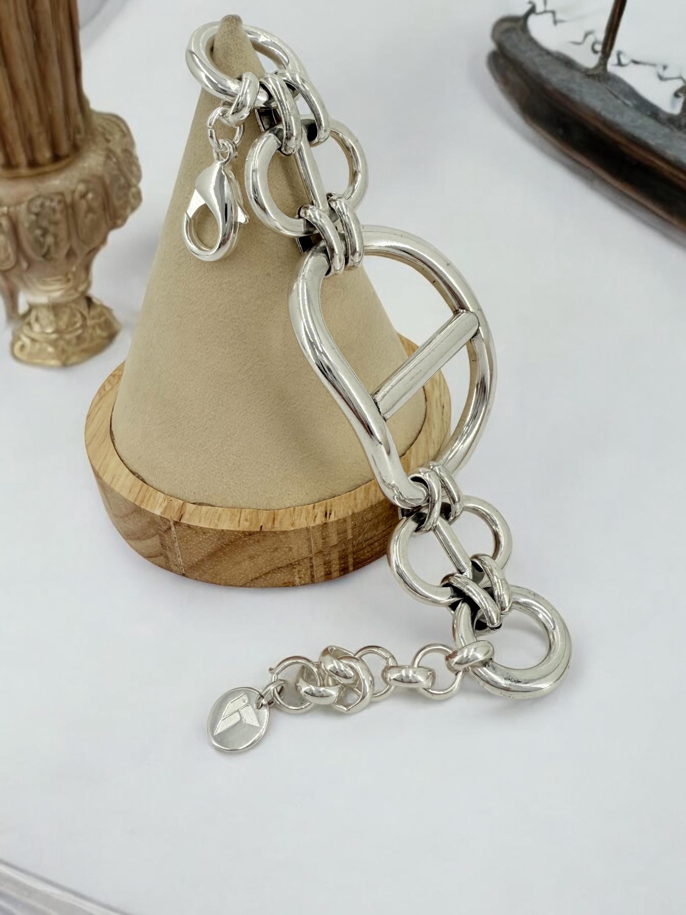 Chunky silver bracelet, cuff bracelet, silver bold bracelet, silver chain bracelet, thick link bracelet, uno de 50 style, statement bracelet