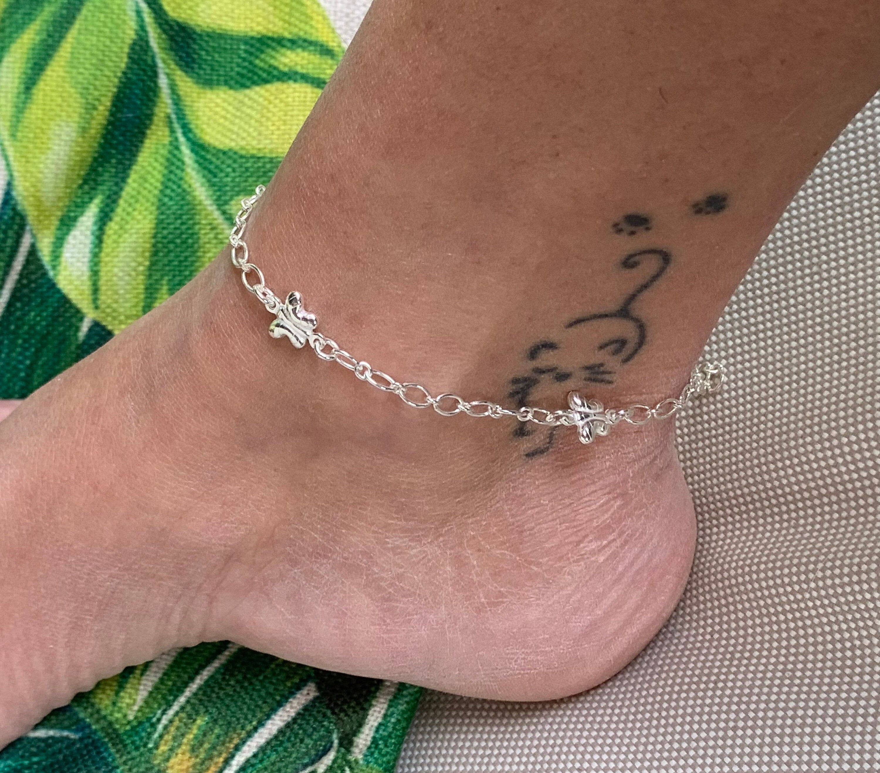 bohemian silver delicate balls chain ankle bracelet, dainty 925 sterling silver anklet, delicate silver anklet, sparkly anklet, gift for her