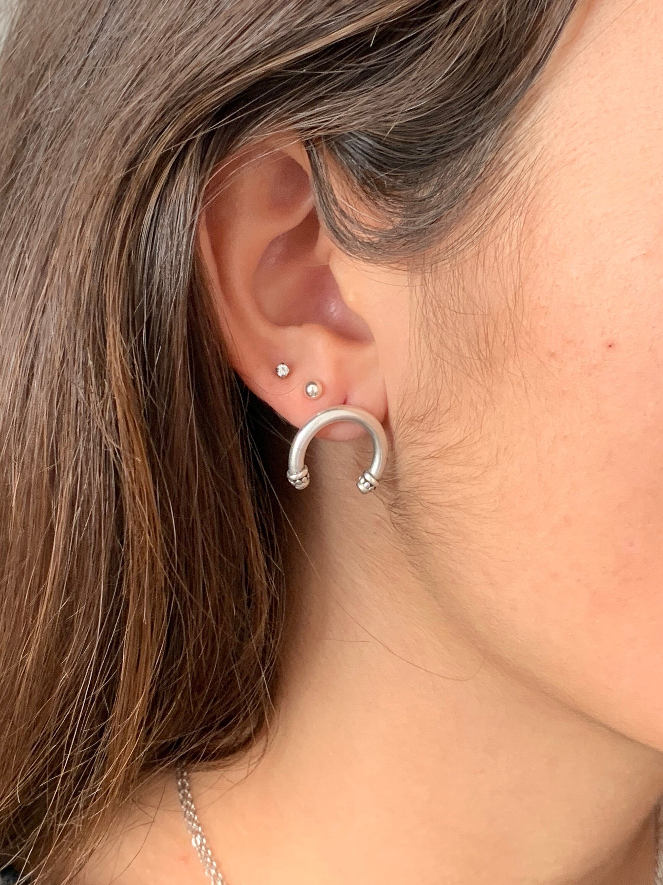 tribal style bohemian silver earrings, hippie earrings, modern earrings, moon earrings, small earrings, gift for sister,