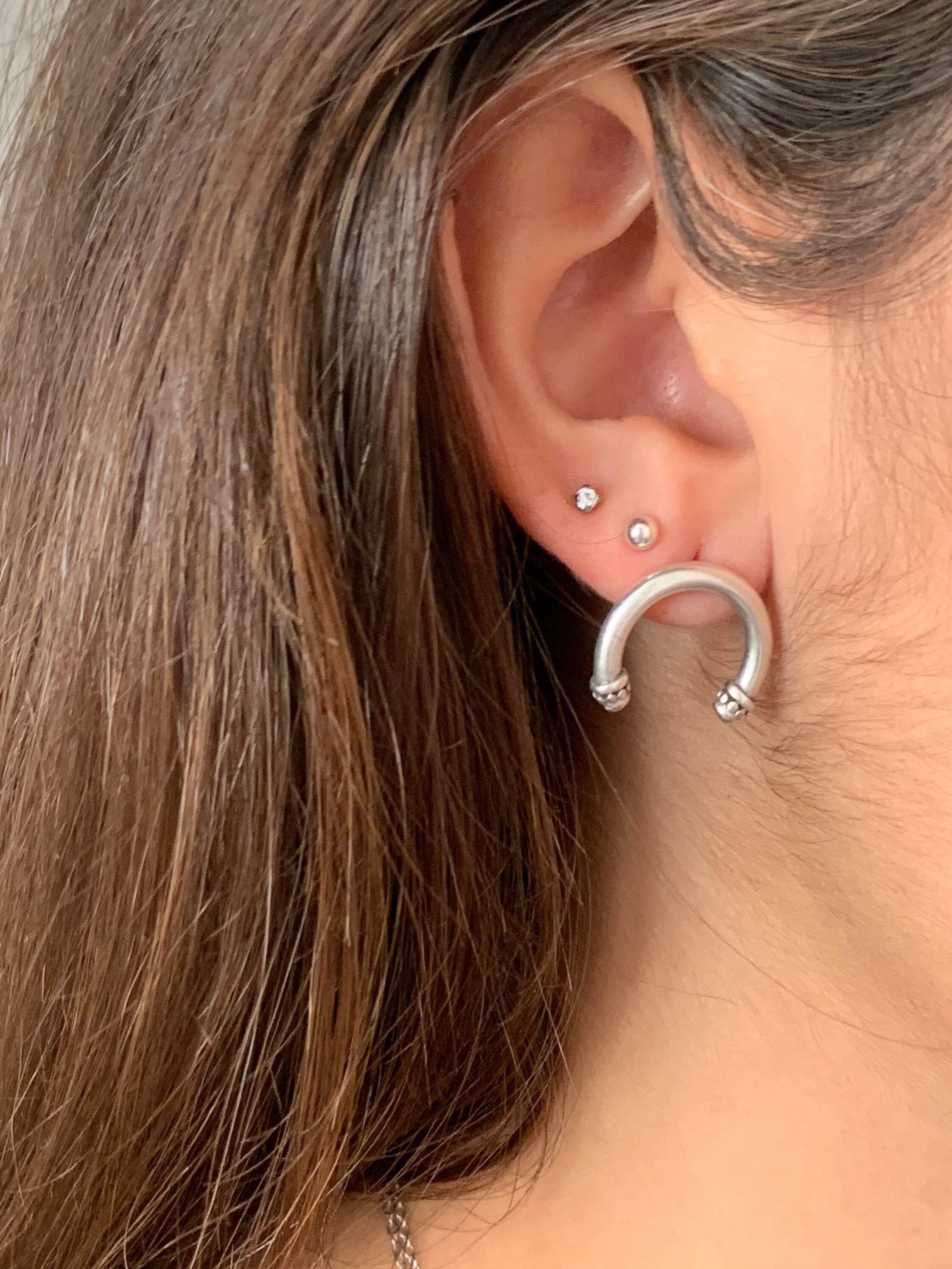 tribal style bohemian silver earrings, hippie earrings, modern earrings, moon earrings, small earrings, gift for sister,