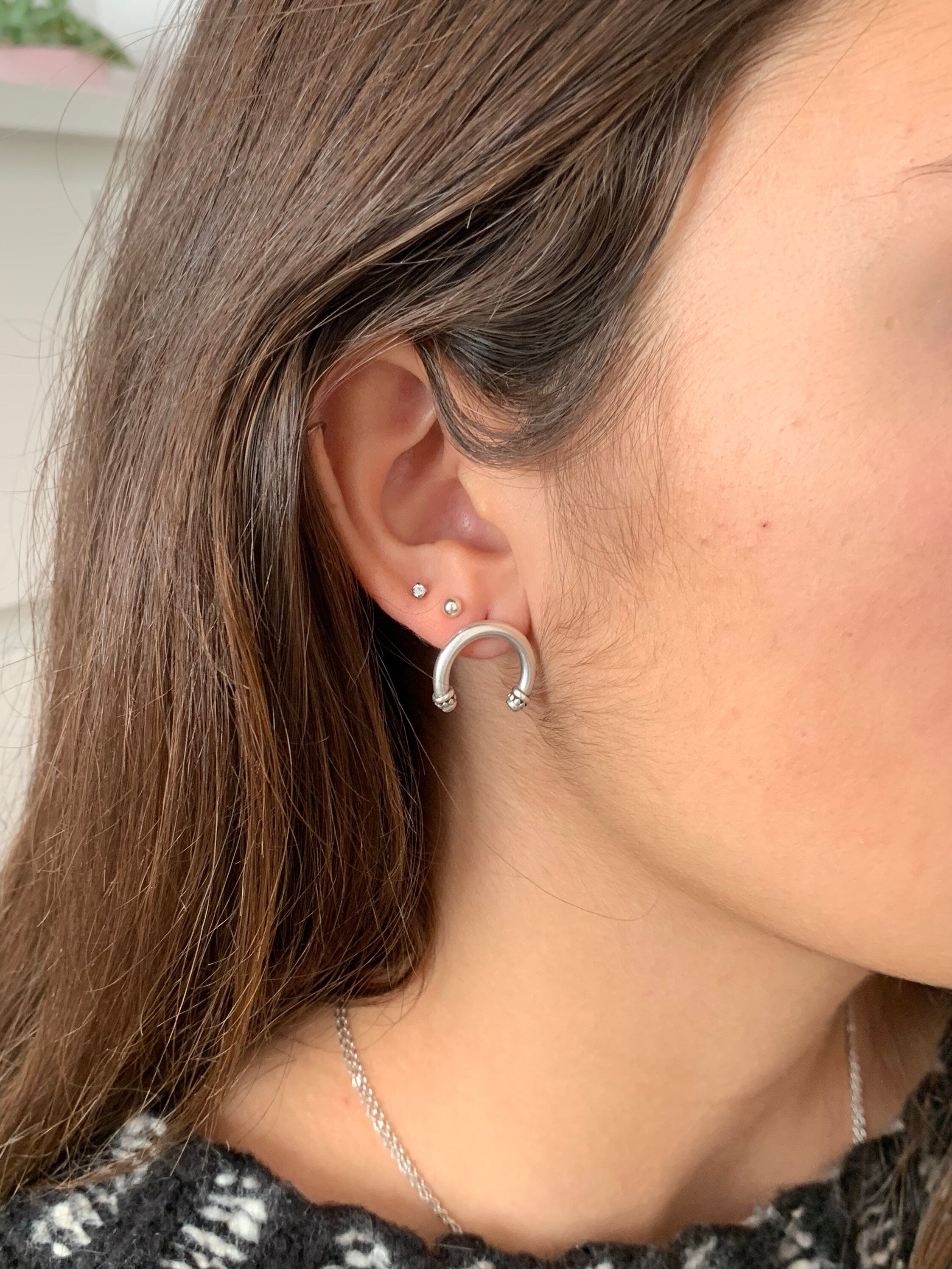 tribal style bohemian silver earrings, hippie earrings, modern earrings, moon earrings, small earrings, gift for sister,