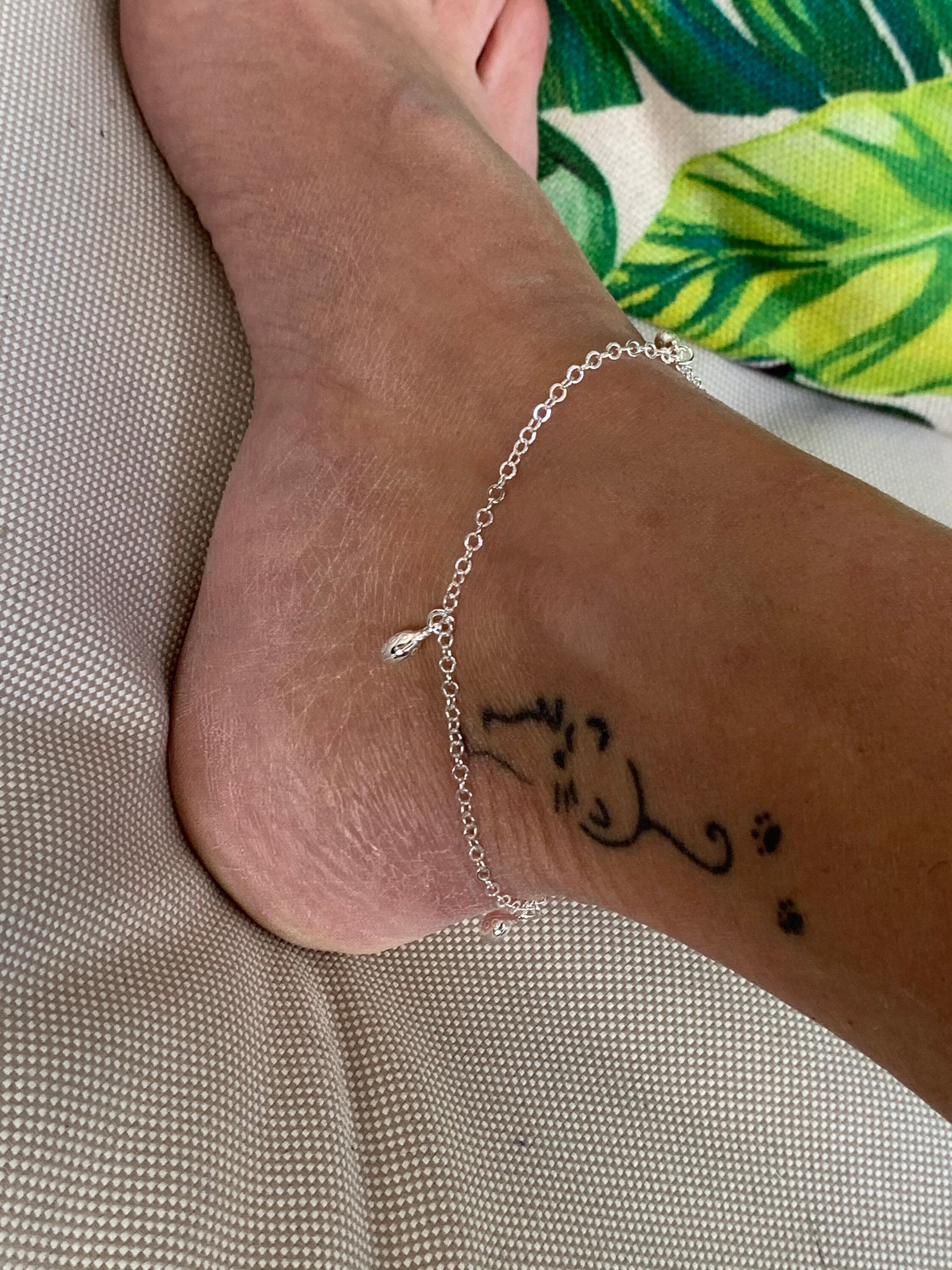 bohemian silver delicate balls chain ankle bracelet, dainty 925 sterling silver anklet, delicate silver anklet, sparkly anklet, gift for her
