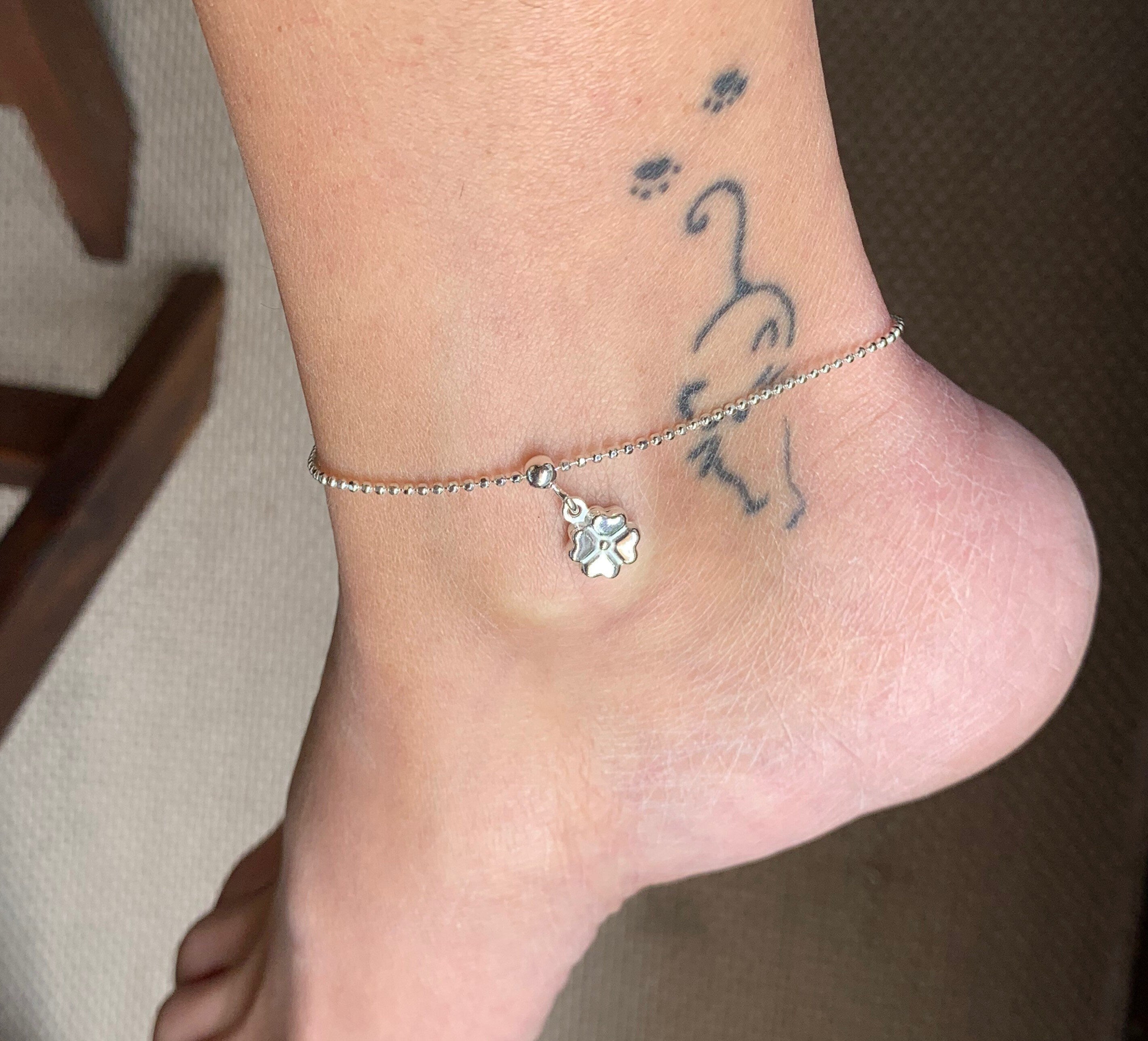 bohemian silver delicate balls chain ankle bracelet, dainty 925 sterling silver anklet, delicate silver anklet, sparkly anklet, gift for her