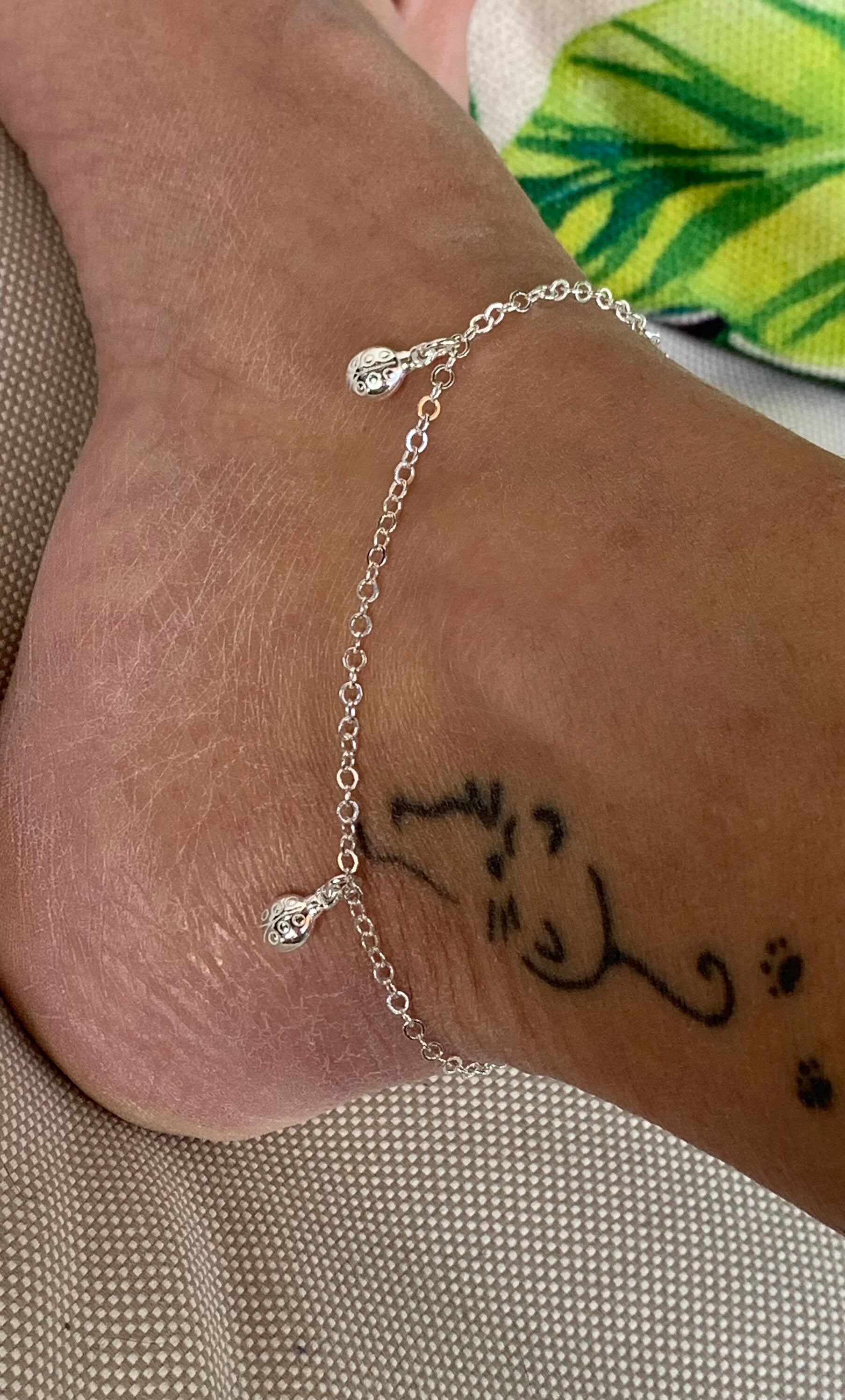 bohemian silver delicate balls chain ankle bracelet, dainty 925 sterling silver anklet, delicate silver anklet, sparkly anklet, gift for her
