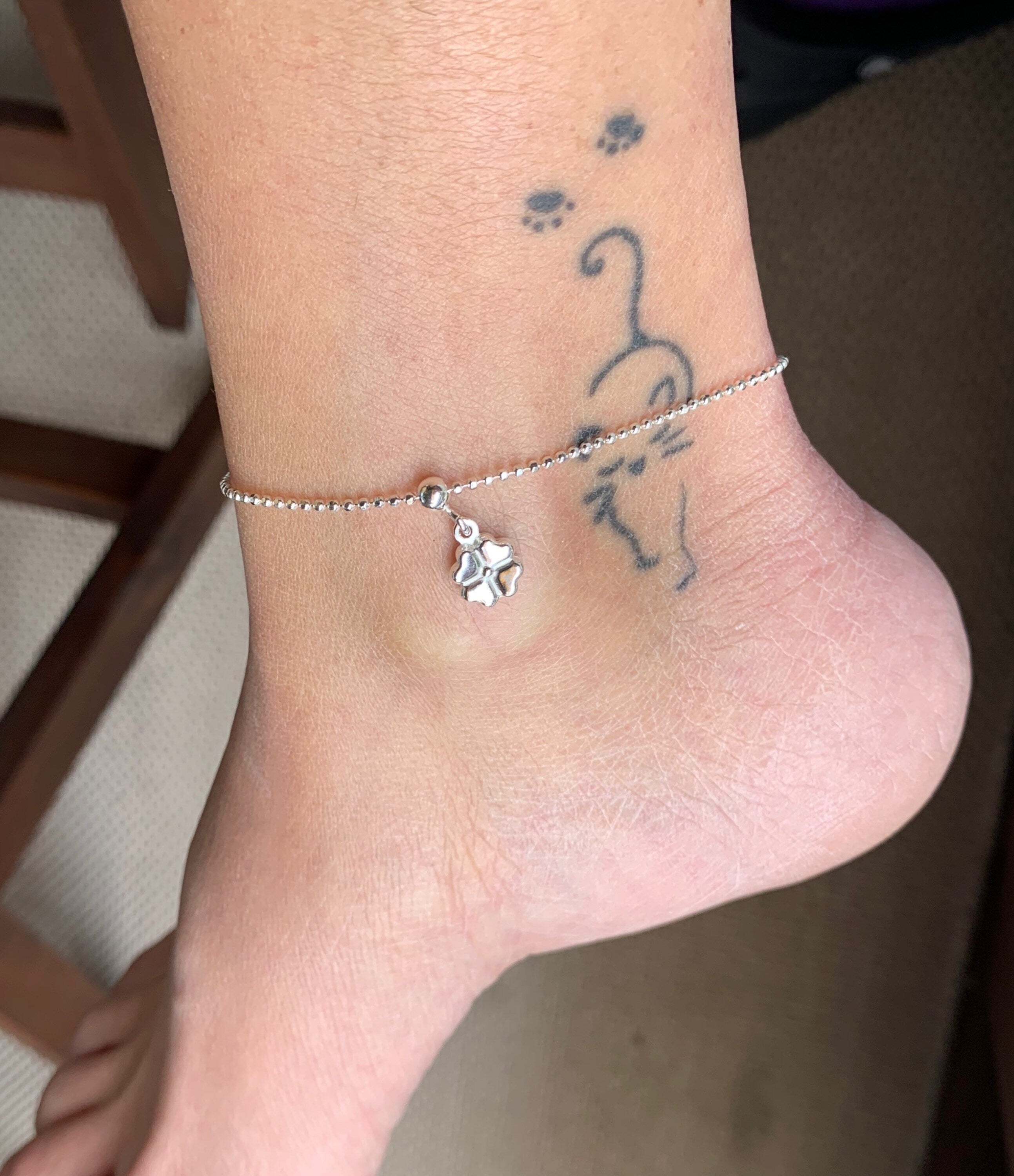 bohemian silver delicate balls chain ankle bracelet, dainty 925 sterling silver anklet, delicate silver anklet, sparkly anklet, gift for her