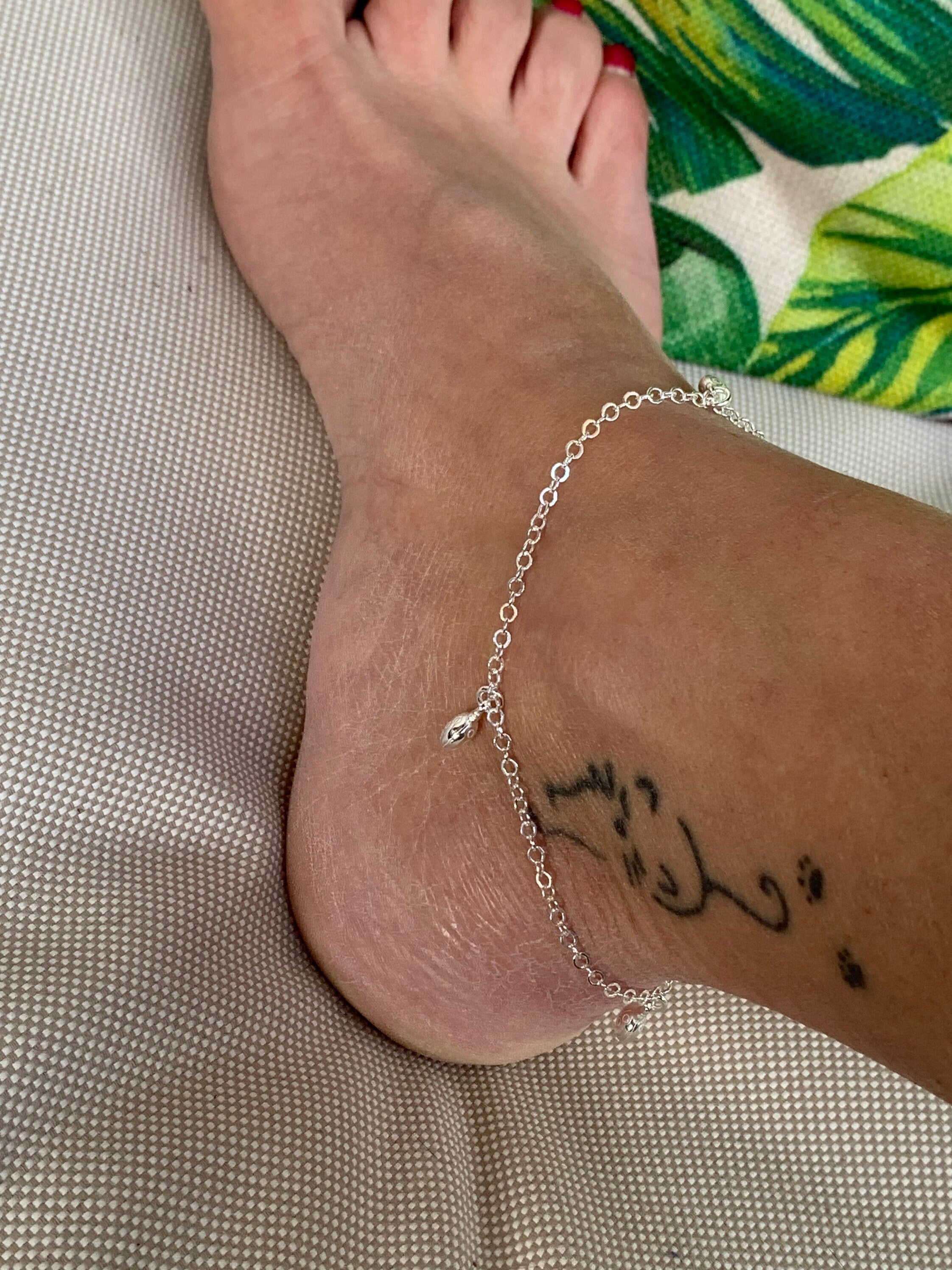 bohemian silver delicate balls chain ankle bracelet, dainty 925 sterling silver anklet, delicate silver anklet, sparkly anklet, gift for her