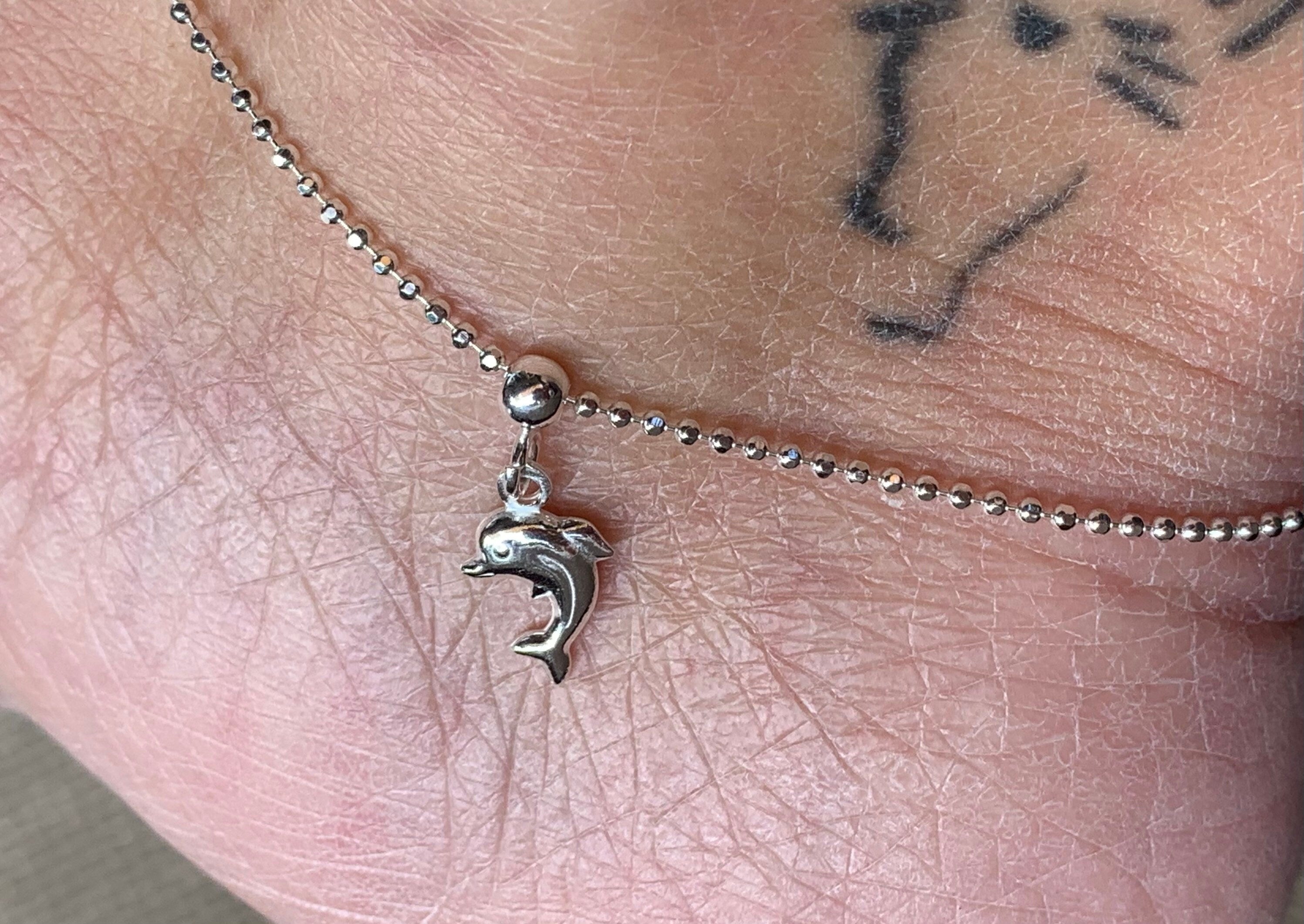 925 Sterling Silver Dolphin Anklet – Handmade Ocean-Inspired Jewelry, Delicate Gift for Her, perfect summer gift, charmed anklet
