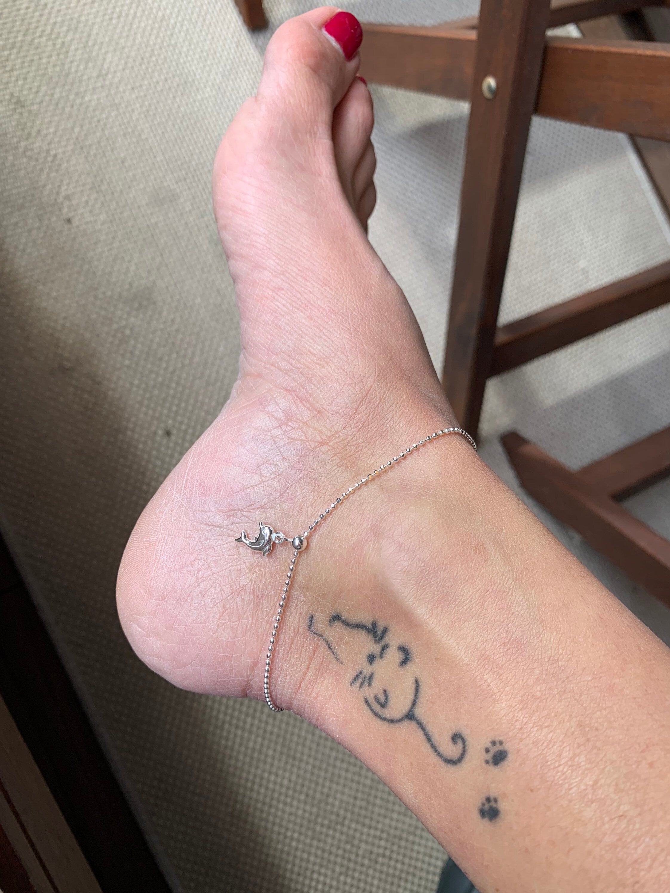 925 Sterling Silver Dolphin Anklet – Handmade Ocean-Inspired Jewelry, Delicate Gift for Her, perfect summer gift, charmed anklet