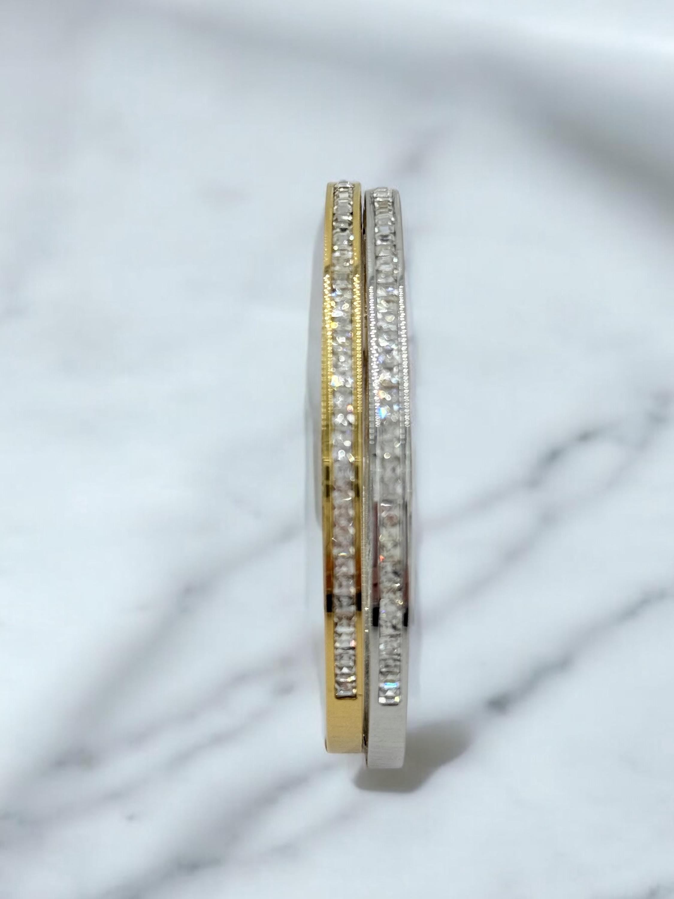 Silver or gold rigid bangle with zirconia, stainless steel bangle, gold or silver cuff, bohemian rigid bracelet, girlfriend birthday gift