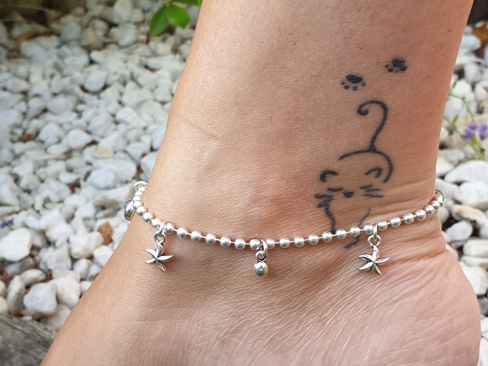 Silver Plated Zamak Anklet Bracelet | Bohemian Feet Summer Boho Jewelry | Handmade Gift for Girlfriend | Beach and Beachwear Accessory