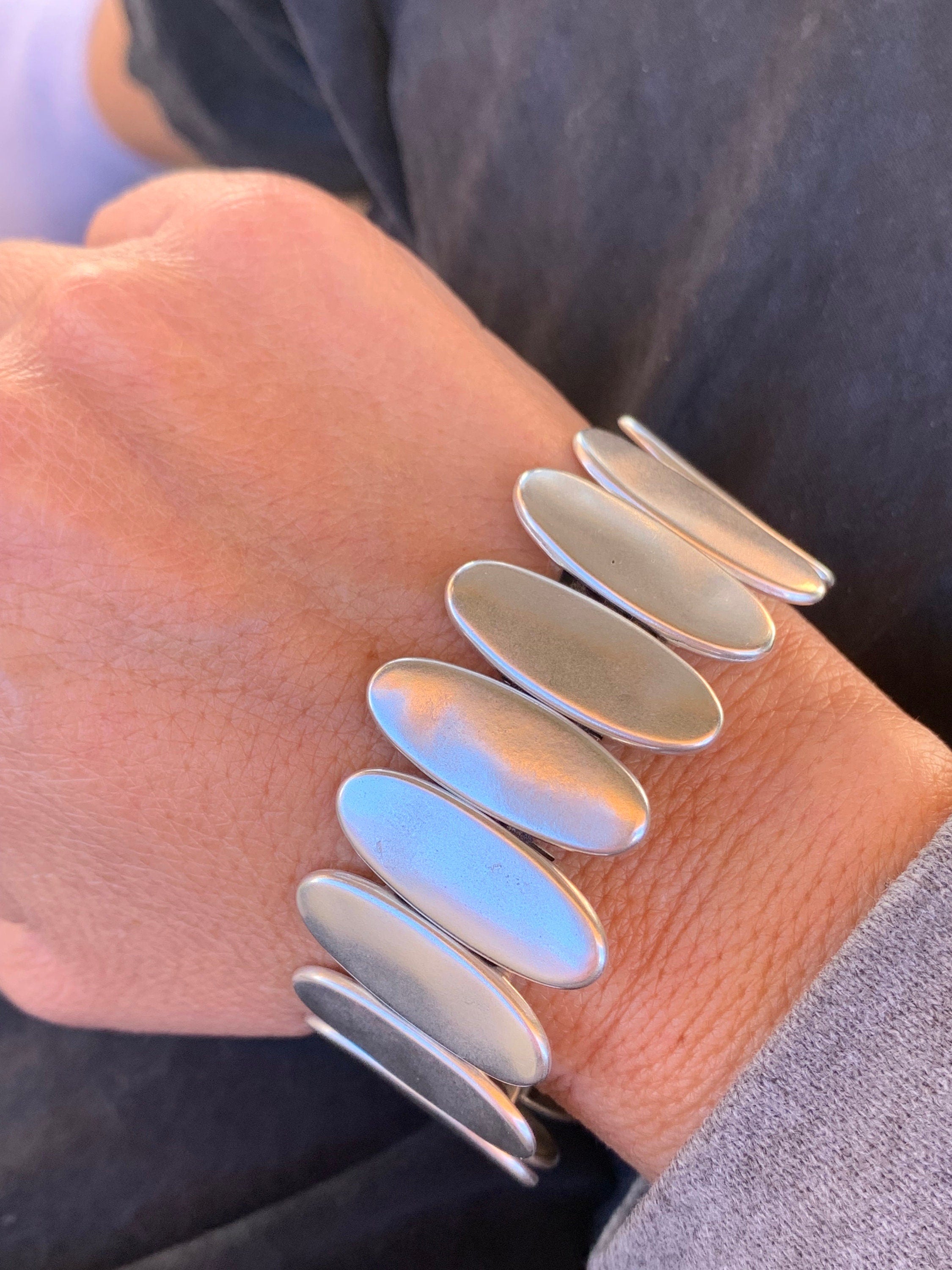 Chunky Silver Bracelet: Bold Rock Style silver plated Jewelry