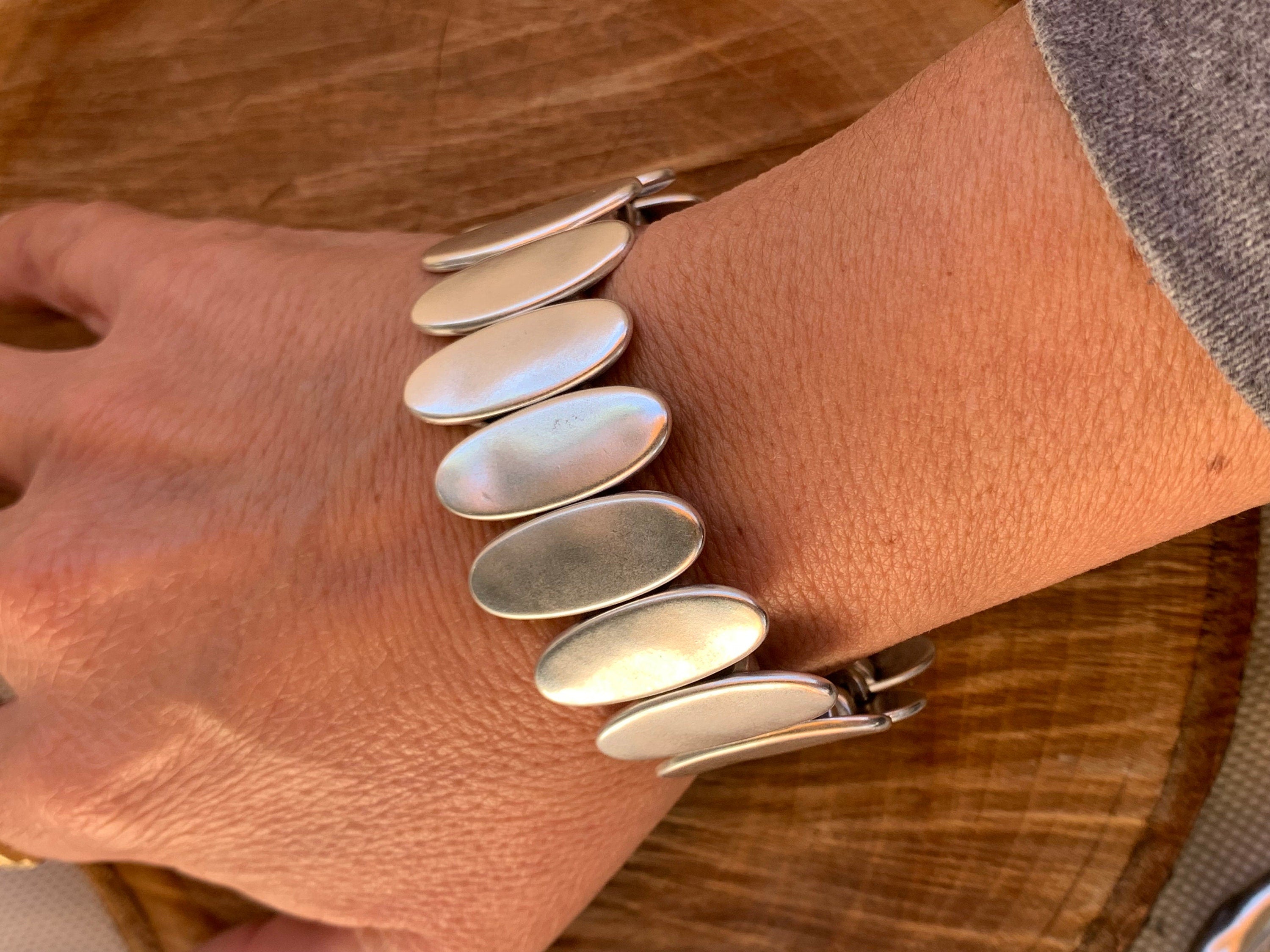 Chunky Silver Bracelet: Bold Rock Style silver plated Jewelry