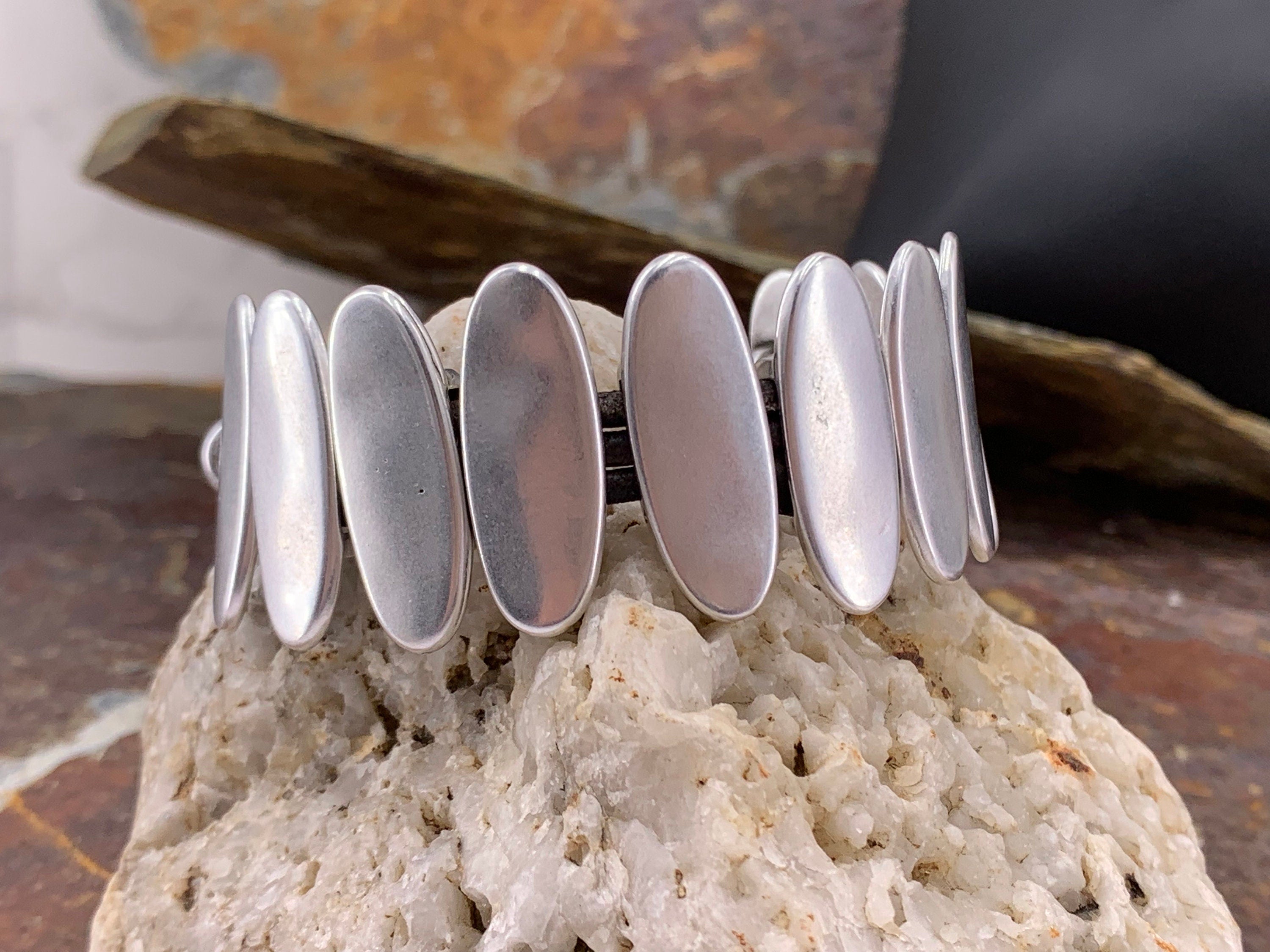 Chunky Silver Bracelet: Bold Rock Style silver plated Jewelry