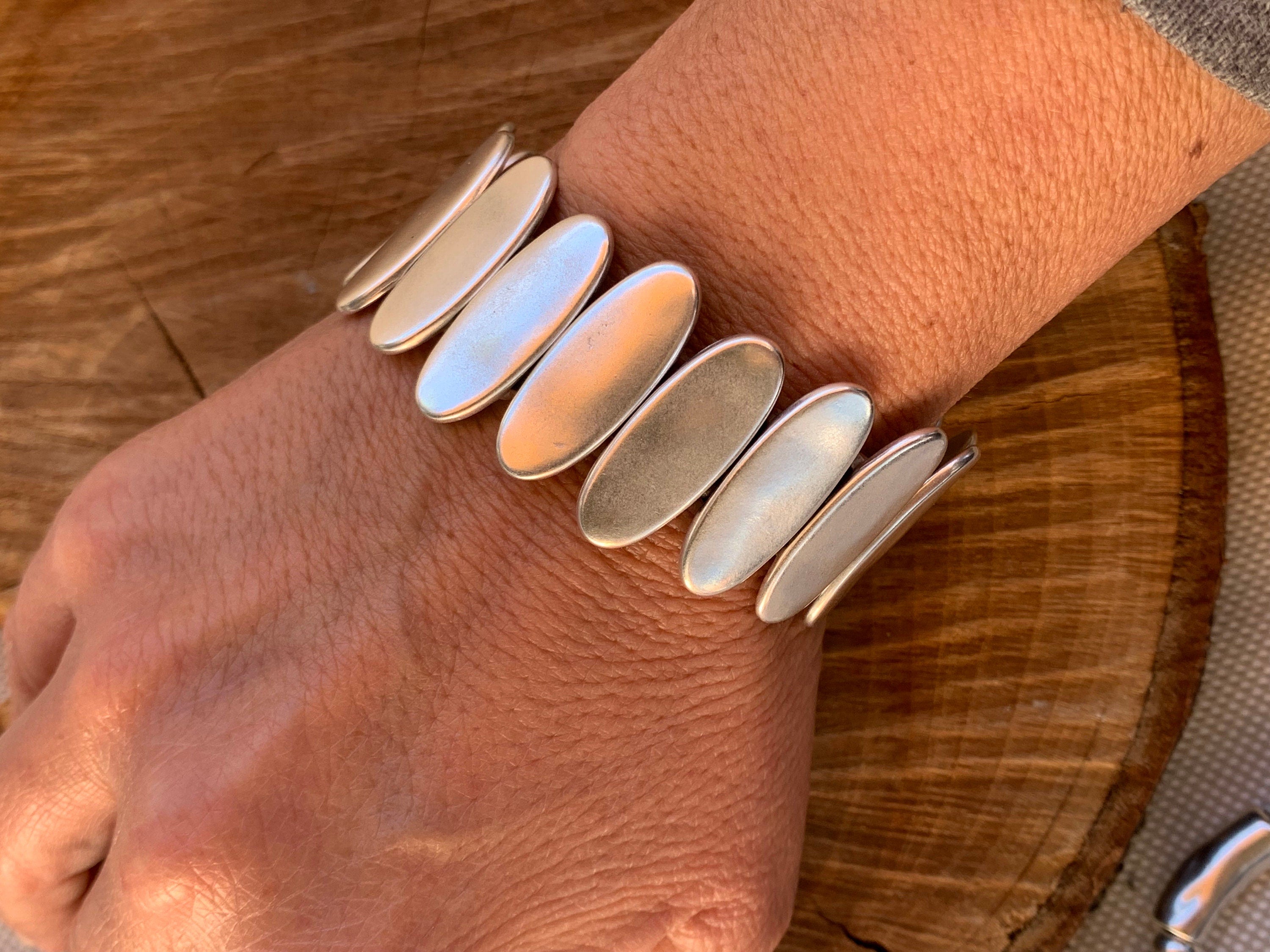 Chunky Silver Bracelet: Bold Rock Style silver plated Jewelry