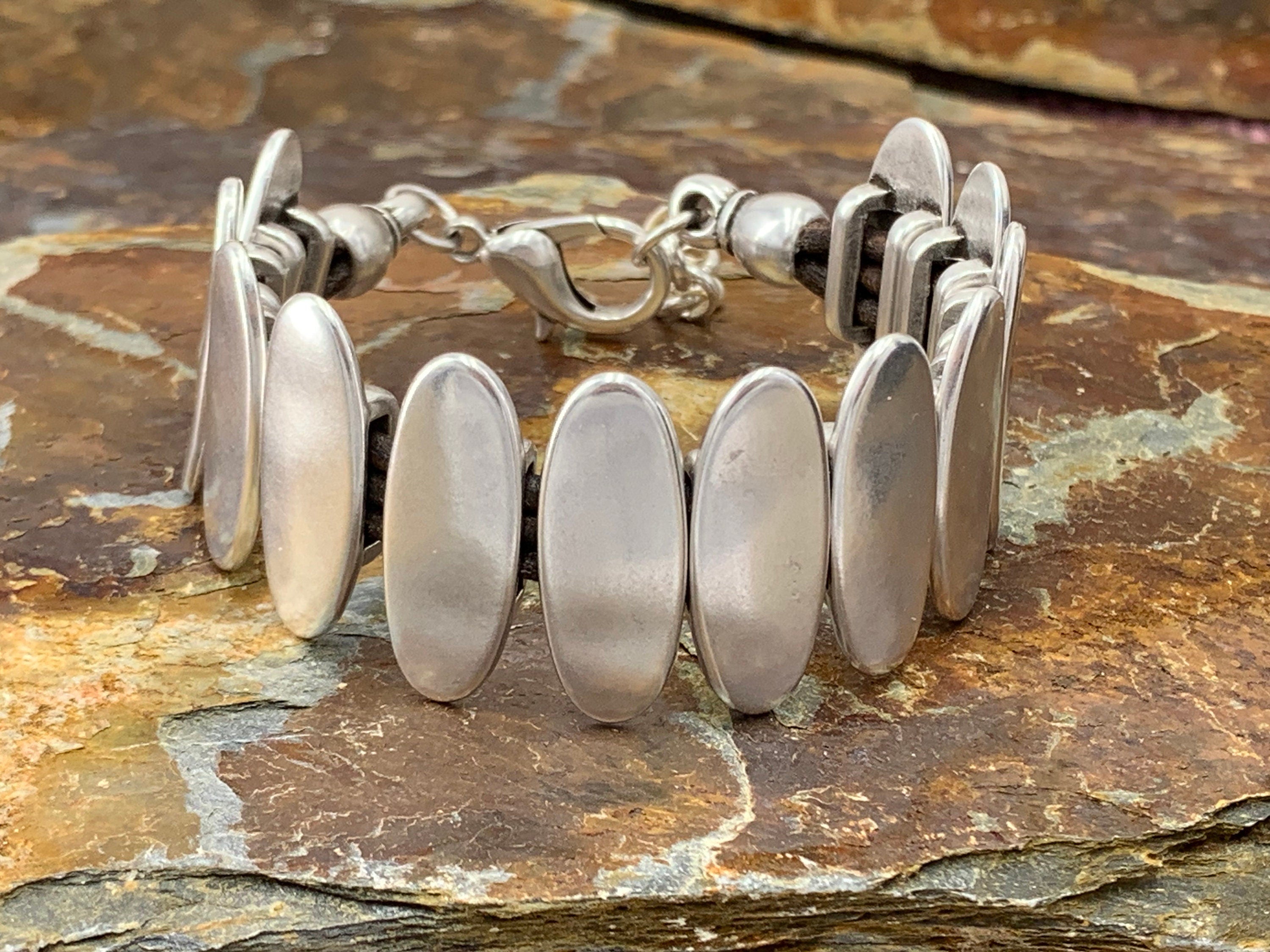 Chunky Silver Bracelet: Bold Rock Style silver plated Jewelry