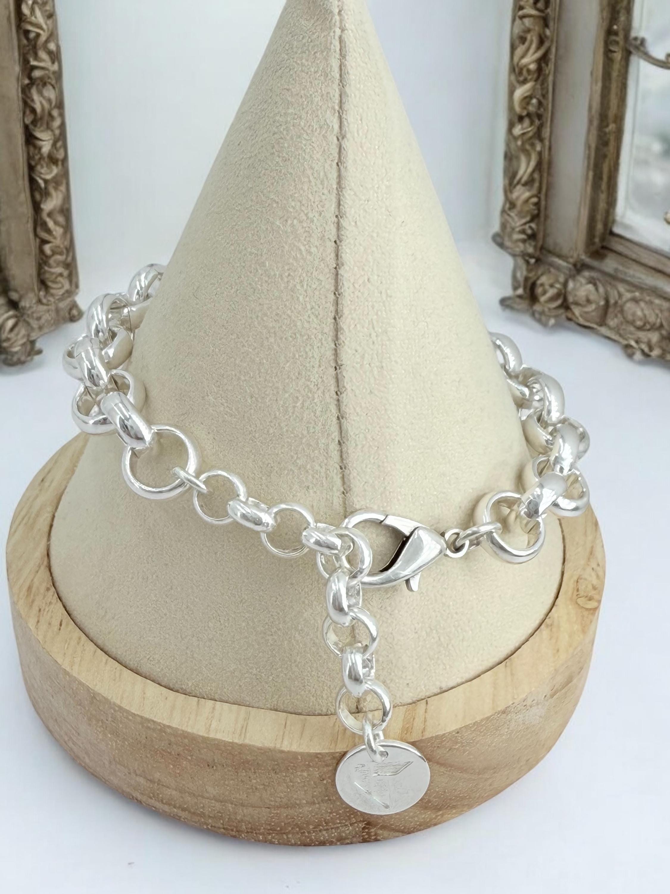 Chunky Silver chain bracelet, big link rolo chain bracelet, heavyweight chain bracelet, statement bracelet, uno de 50 style, gift for women