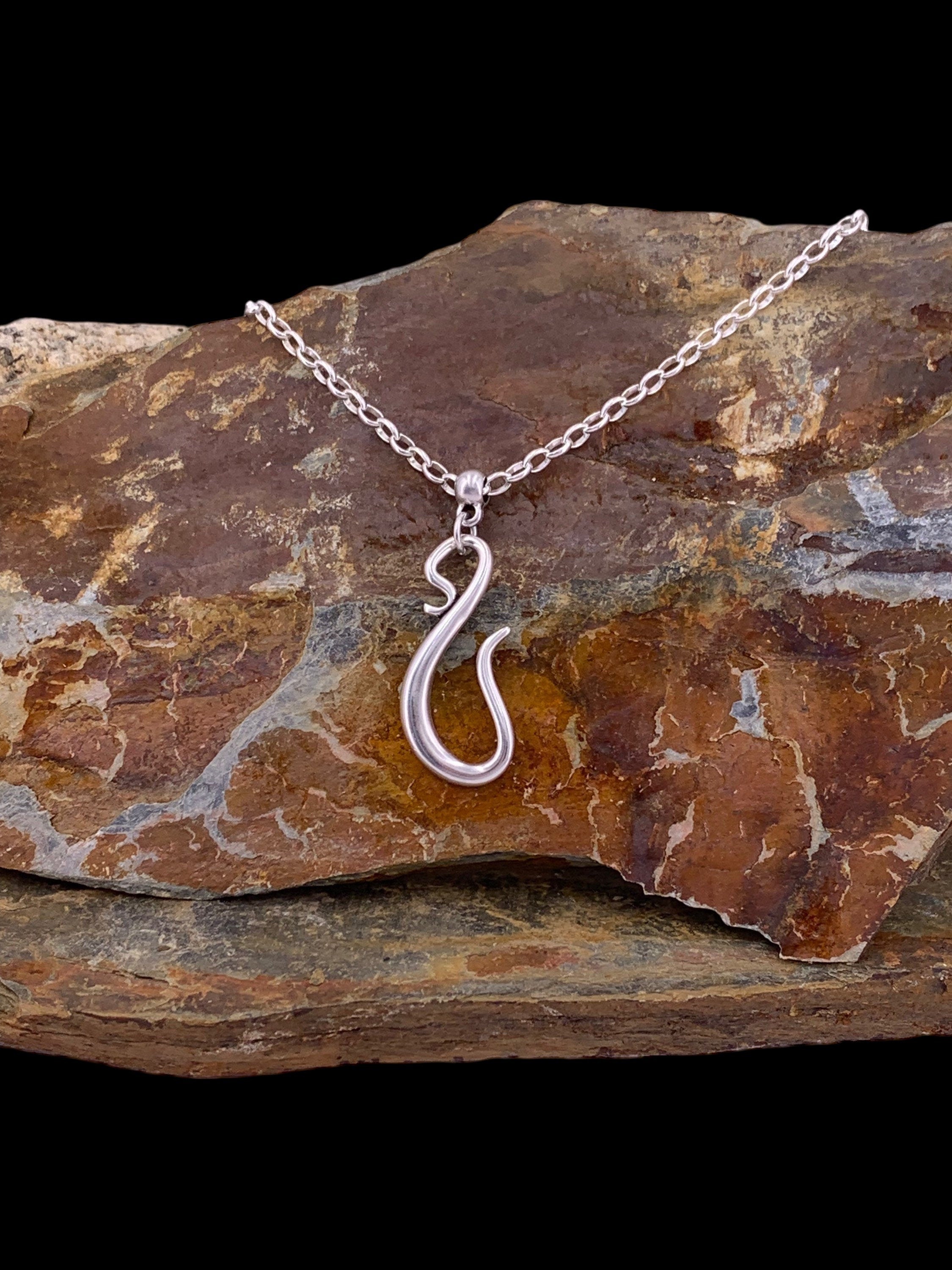 Chunky Hook Pendant Necklace – Bold Silver-Plated Chain with Sculptural Clasp – Handmade Statement Jewelry - gift for women - serpent choker
