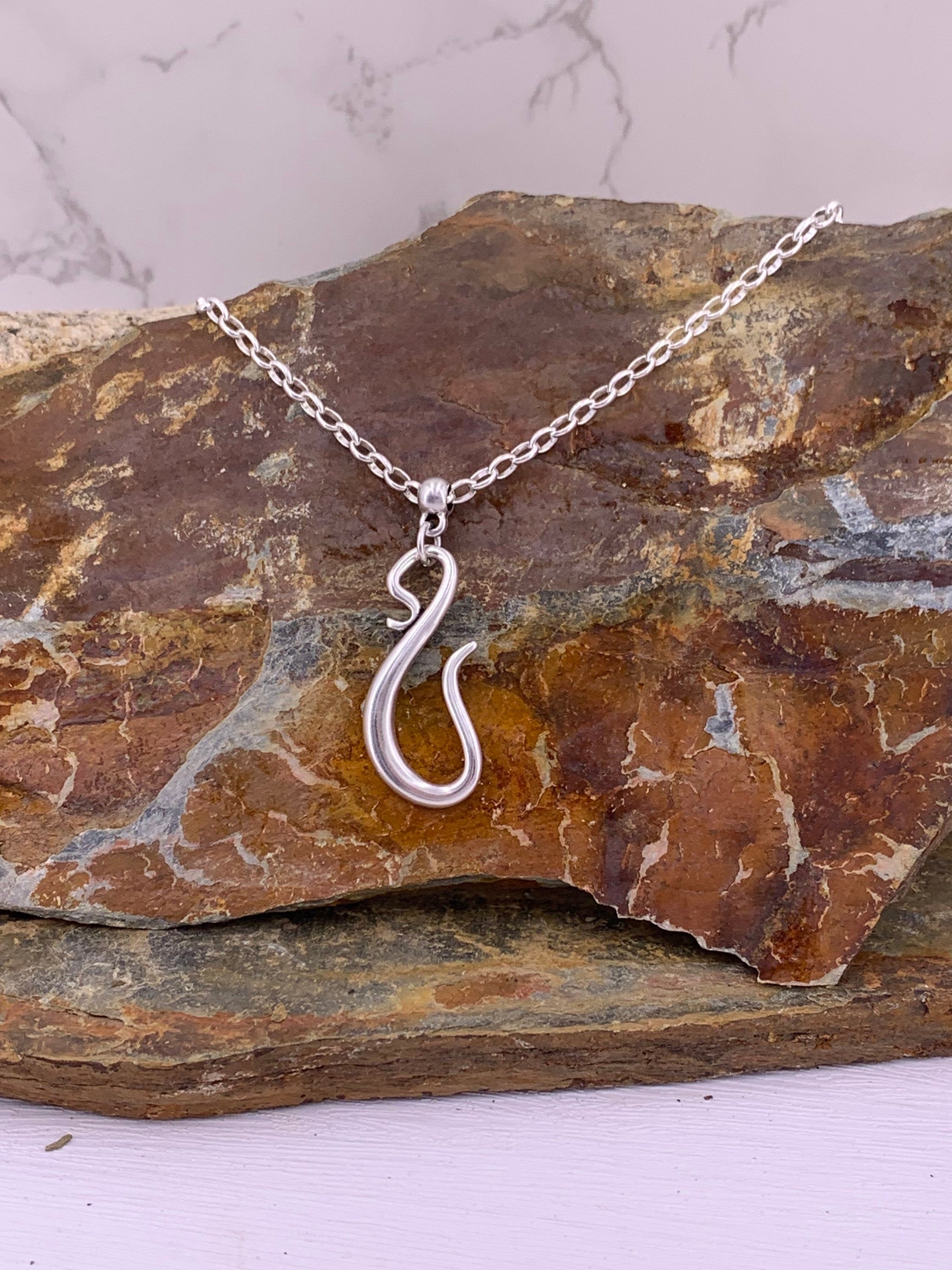 Chunky Hook Pendant Necklace – Bold Silver-Plated Chain with Sculptural Clasp – Handmade Statement Jewelry - gift for women - serpent choker