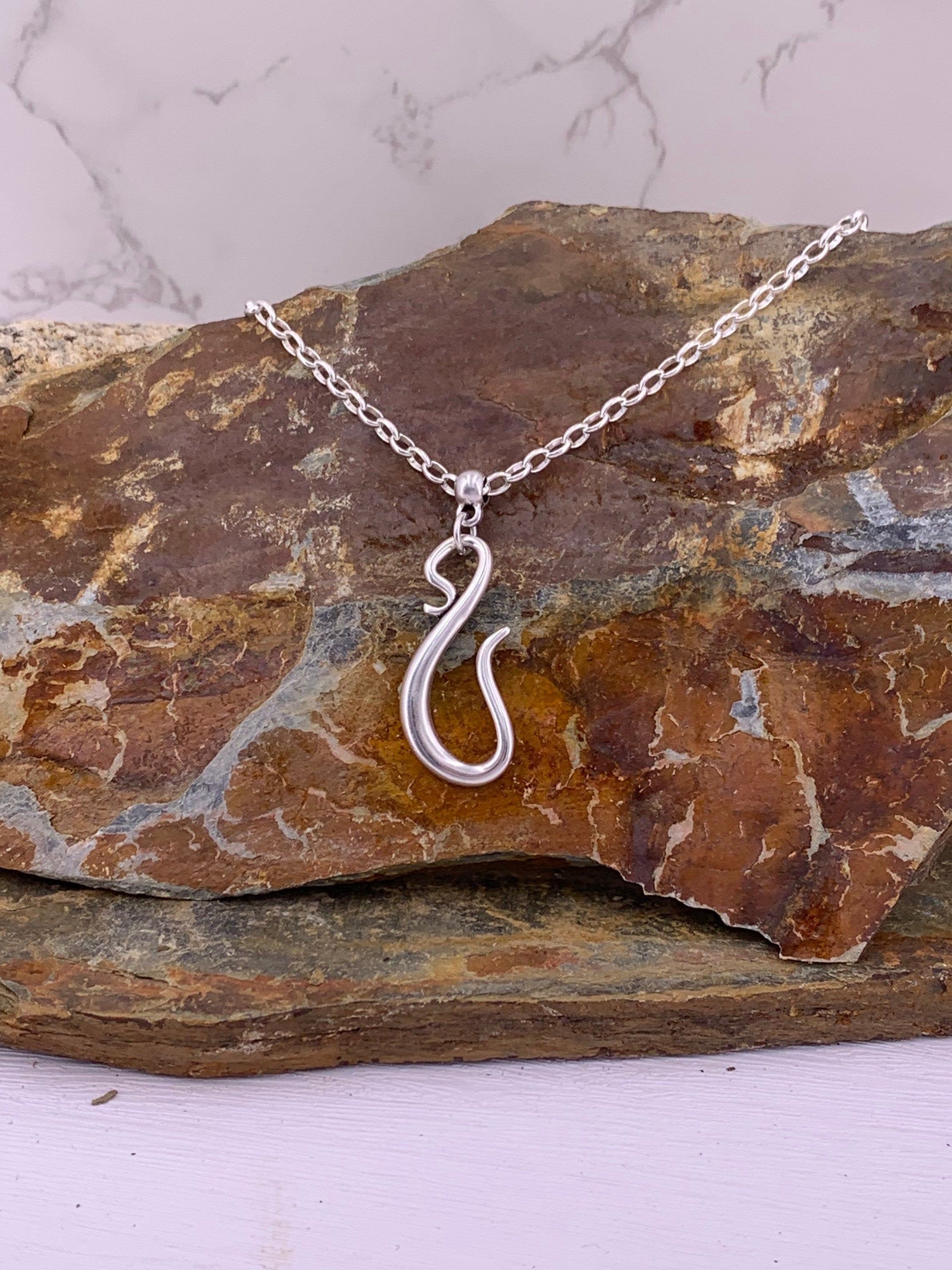 Chunky Hook Pendant Necklace – Bold Silver-Plated Chain with Sculptural Clasp – Handmade Statement Jewelry - gift for women - serpent choker