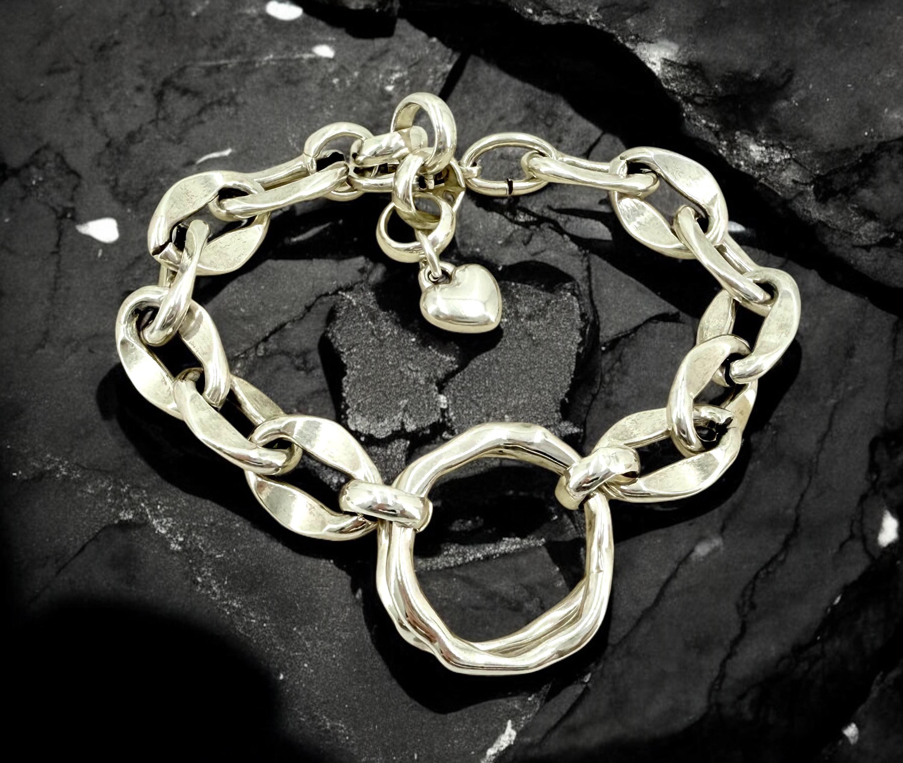 Chunky Silver chain cicleshaped bracelet, bold link bracelet, heavyweight chain bracelet, thick bracelet, uno de 50 style, women’s gift