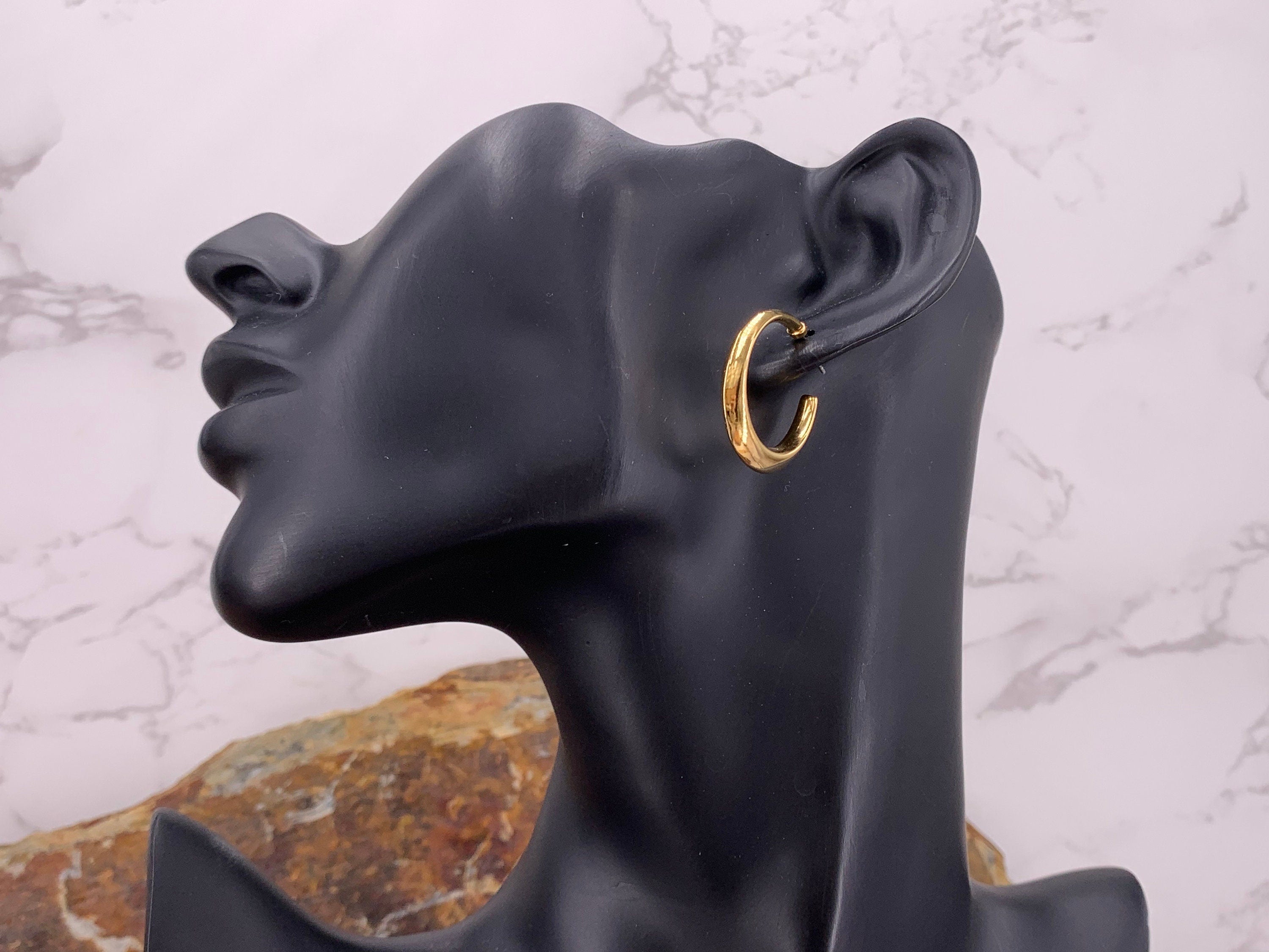 Bold big statement hoop sterling silver o 24 k gold plated earrings, chunky hoop earrings, opens band hoop earrings, chunky earrings, gift