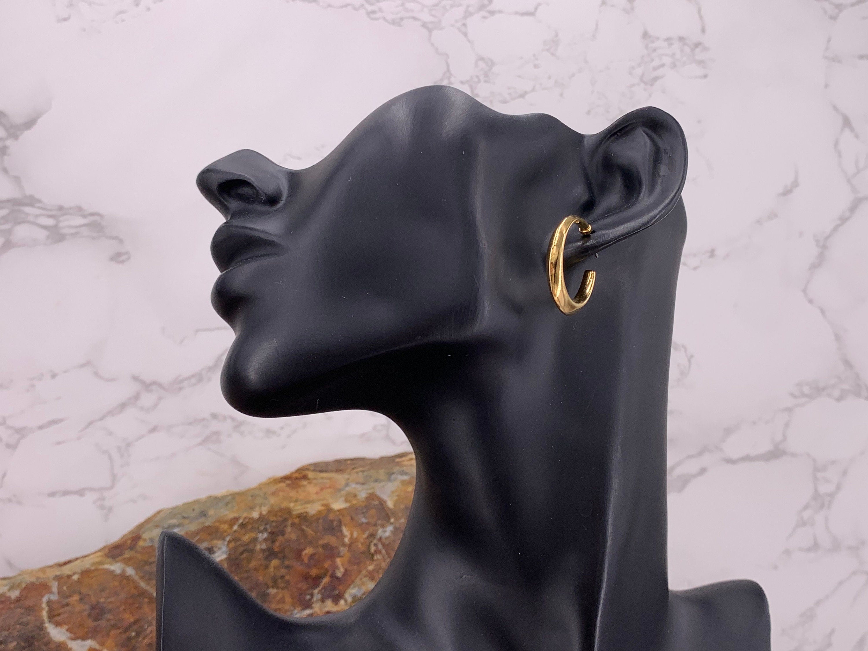 Bold big statement hoop sterling silver o 24 k gold plated earrings, chunky hoop earrings, opens band hoop earrings, chunky earrings, gift