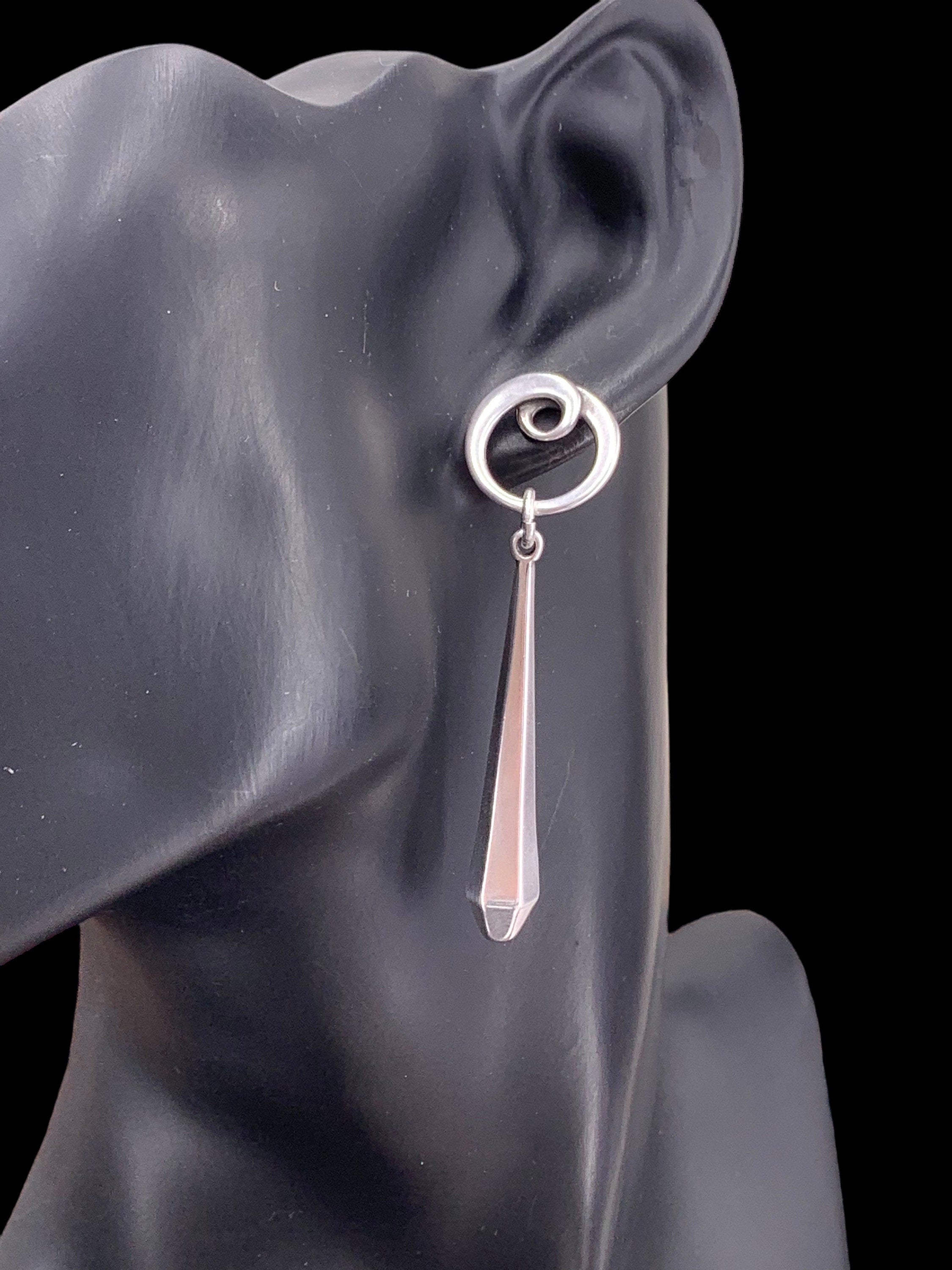 long silver original design earrings, dropped silver earrings, dangle earrings, statement long earrings, gift for women, birthday present