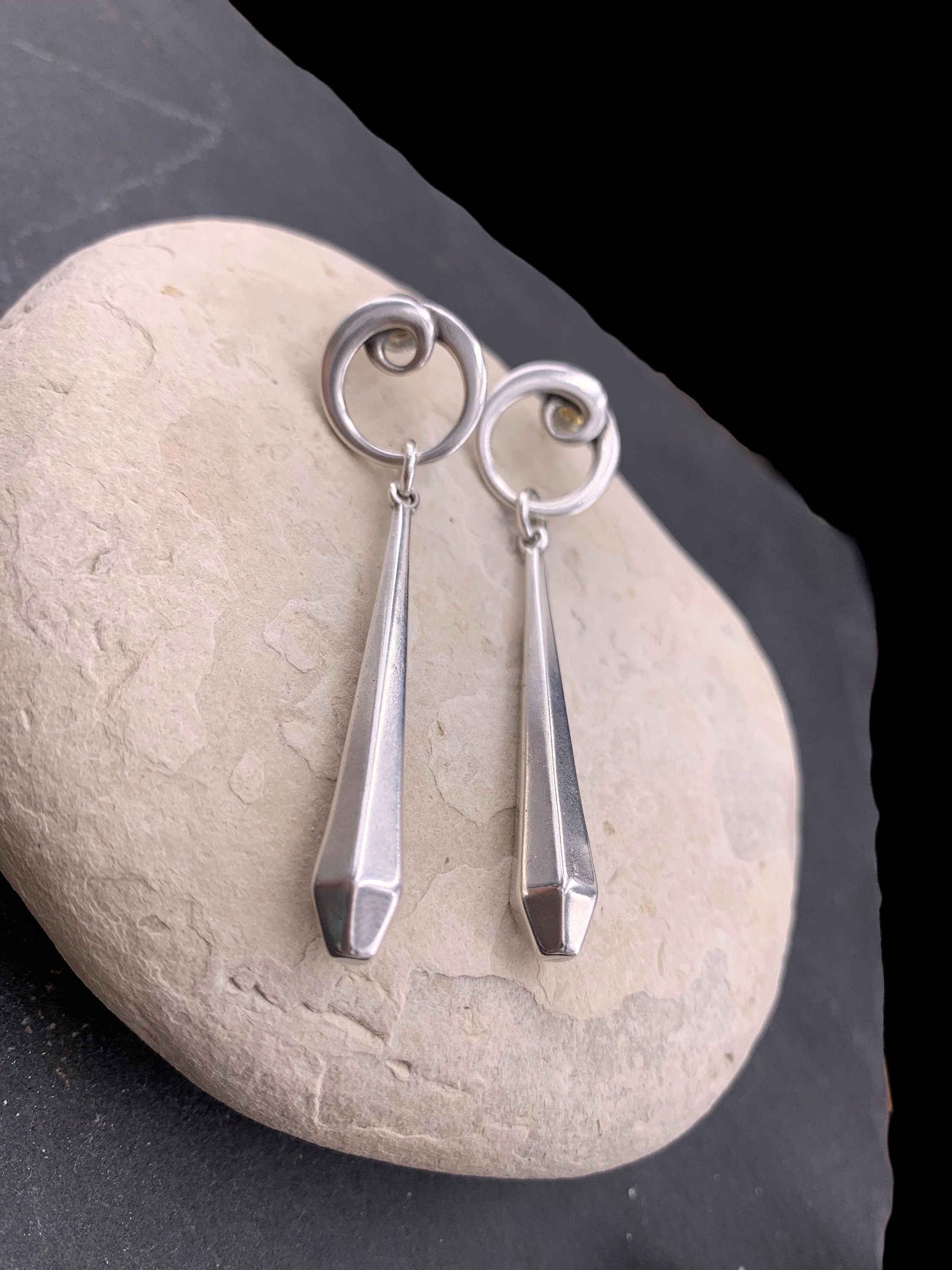 long silver original design earrings, dropped silver earrings, dangle earrings, statement long earrings, gift for women, birthday present