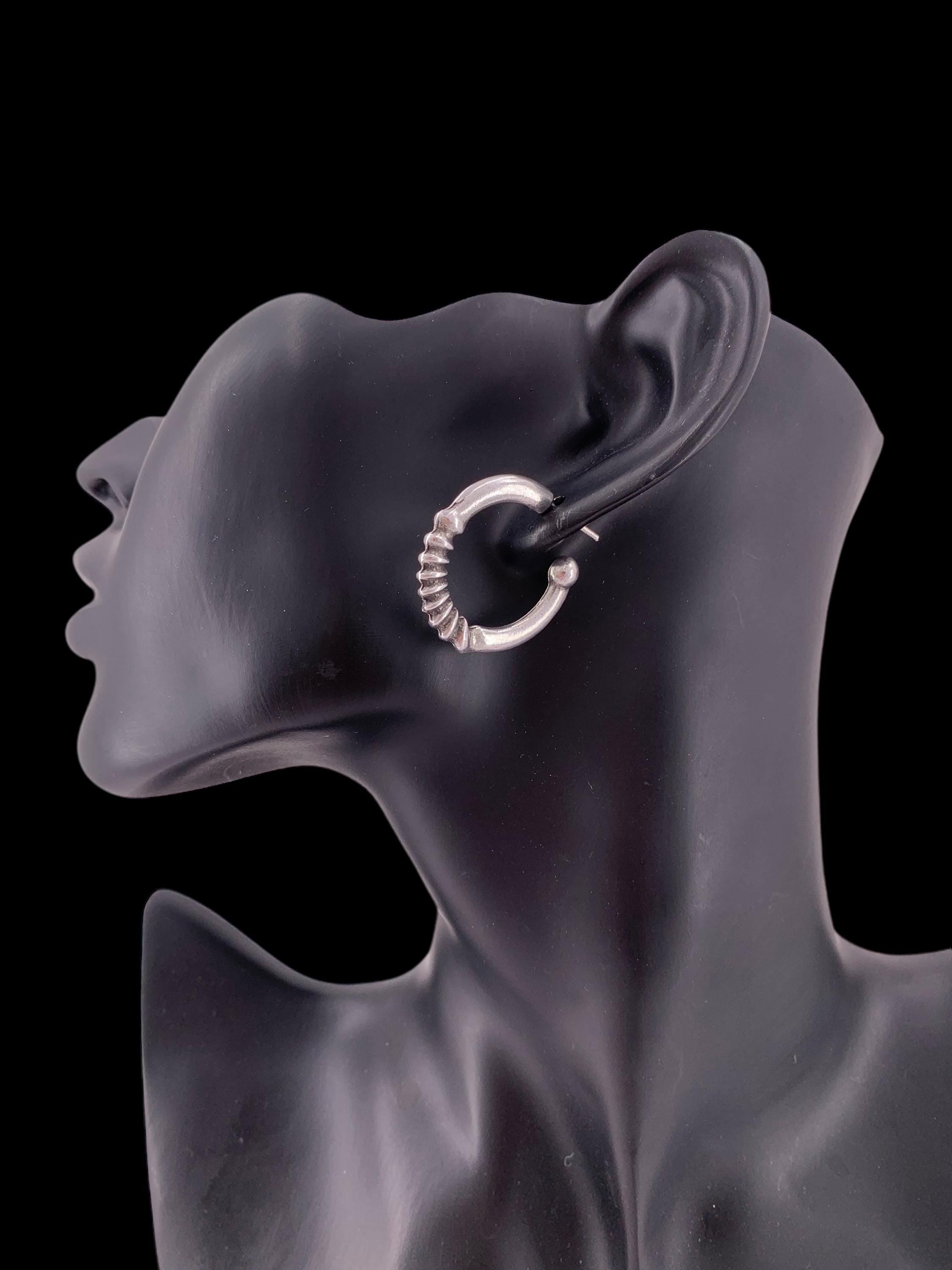 Big Chunky silver hoops, hammered hoops, engraved silver hoops, statement silver hoops, uno de 50 style, bulky hoops, bohemian hoops, gift