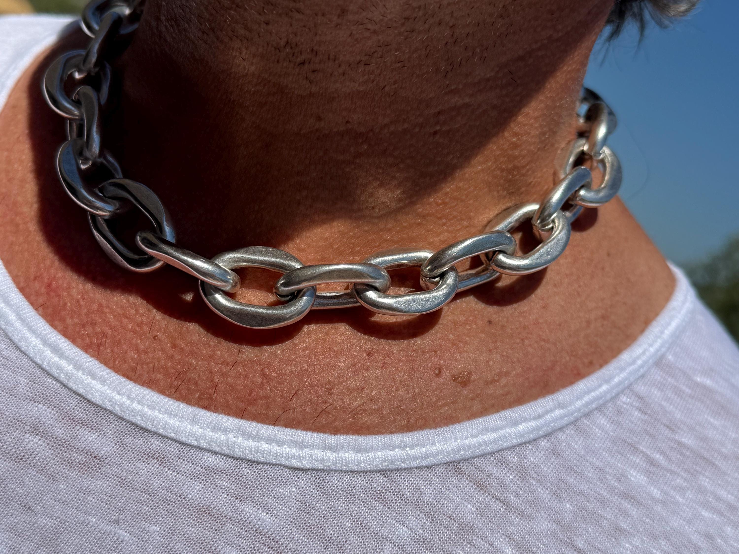 Chain chunky silver chain necklace for men, big link bulky men necklace, gift for boyfriend, statement men necklace