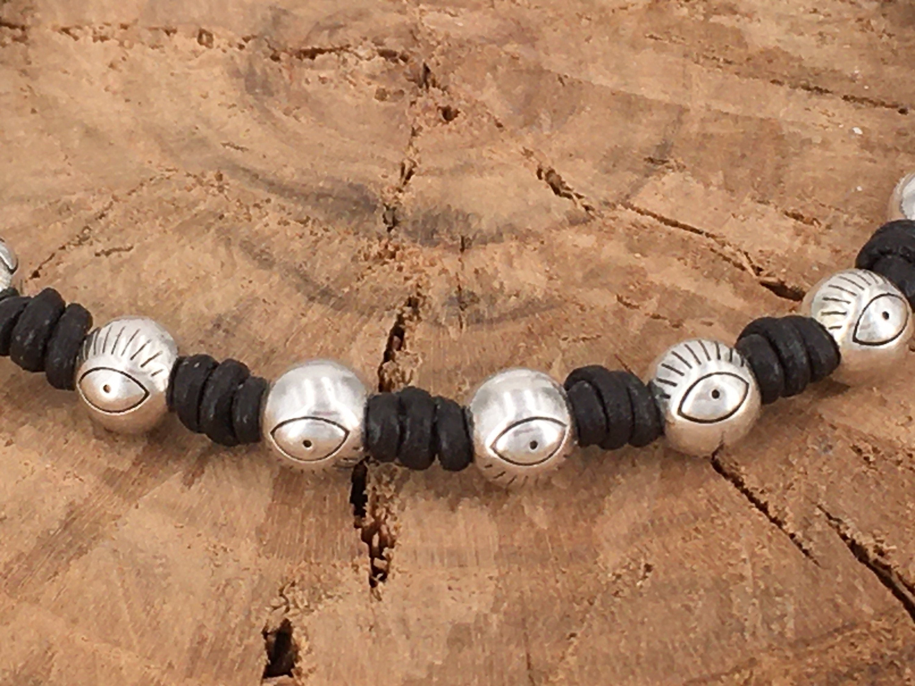 Braided knot leather bracelet, beaded hippie bracelet, surfer bracelet, leather cord bracelet, tribal bracelet, braided bohemian bracelet
