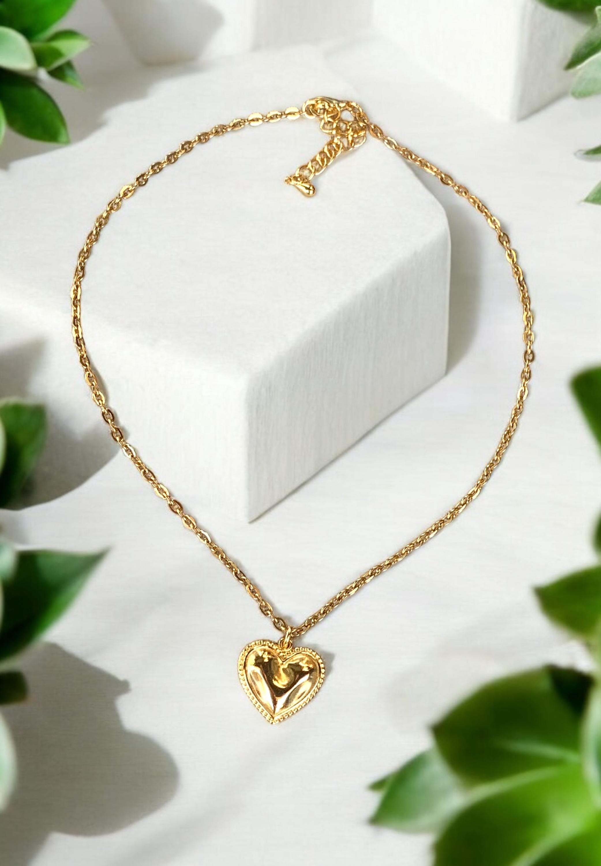 Set of necklaces with heart pendant charms, gold and silver necklaces, bohemian necklace, layering necklace set, valentines gift for women