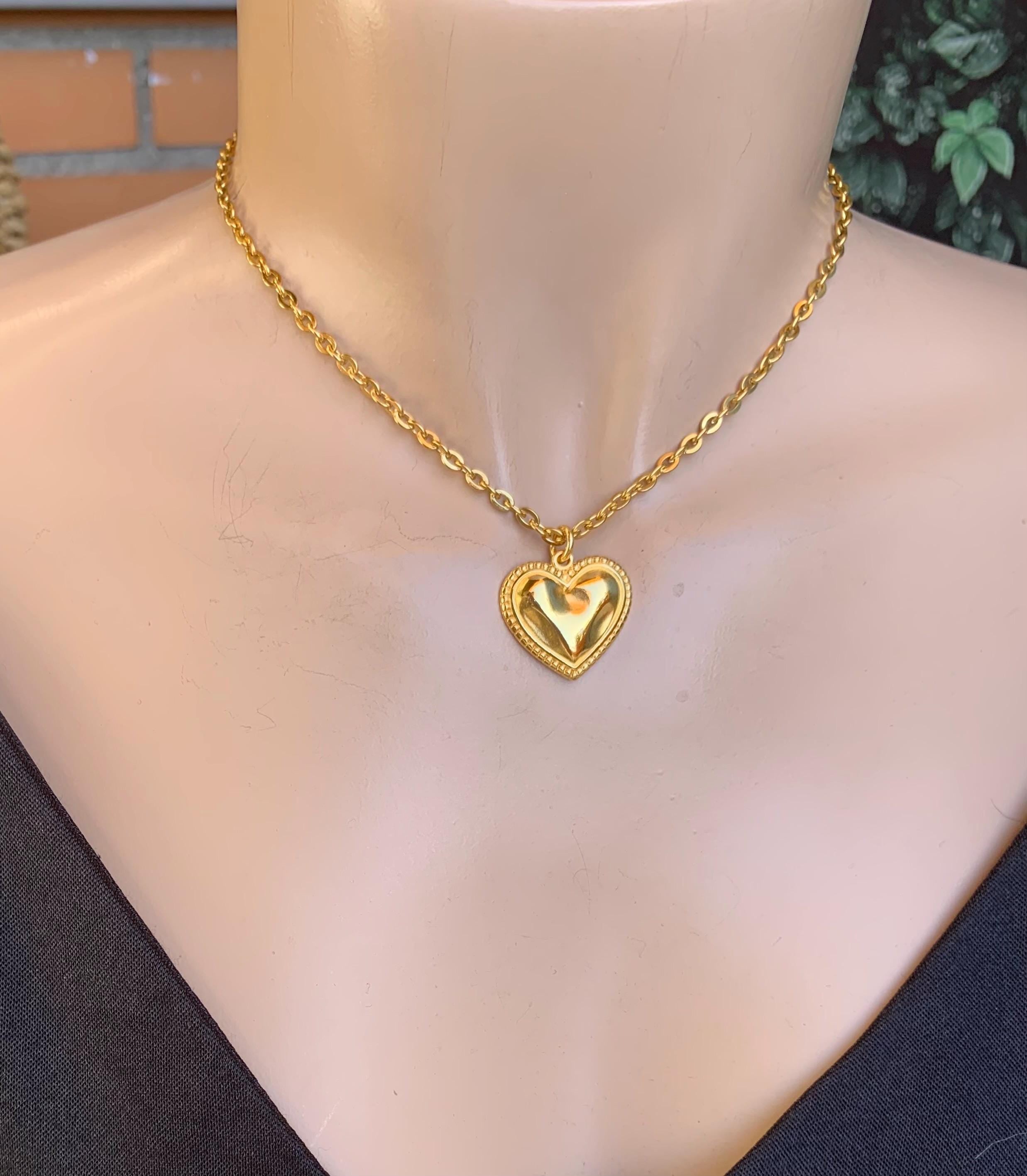 Set of necklaces with heart pendant charms, gold and silver necklaces, bohemian necklace, layering necklace set, valentines gift for women