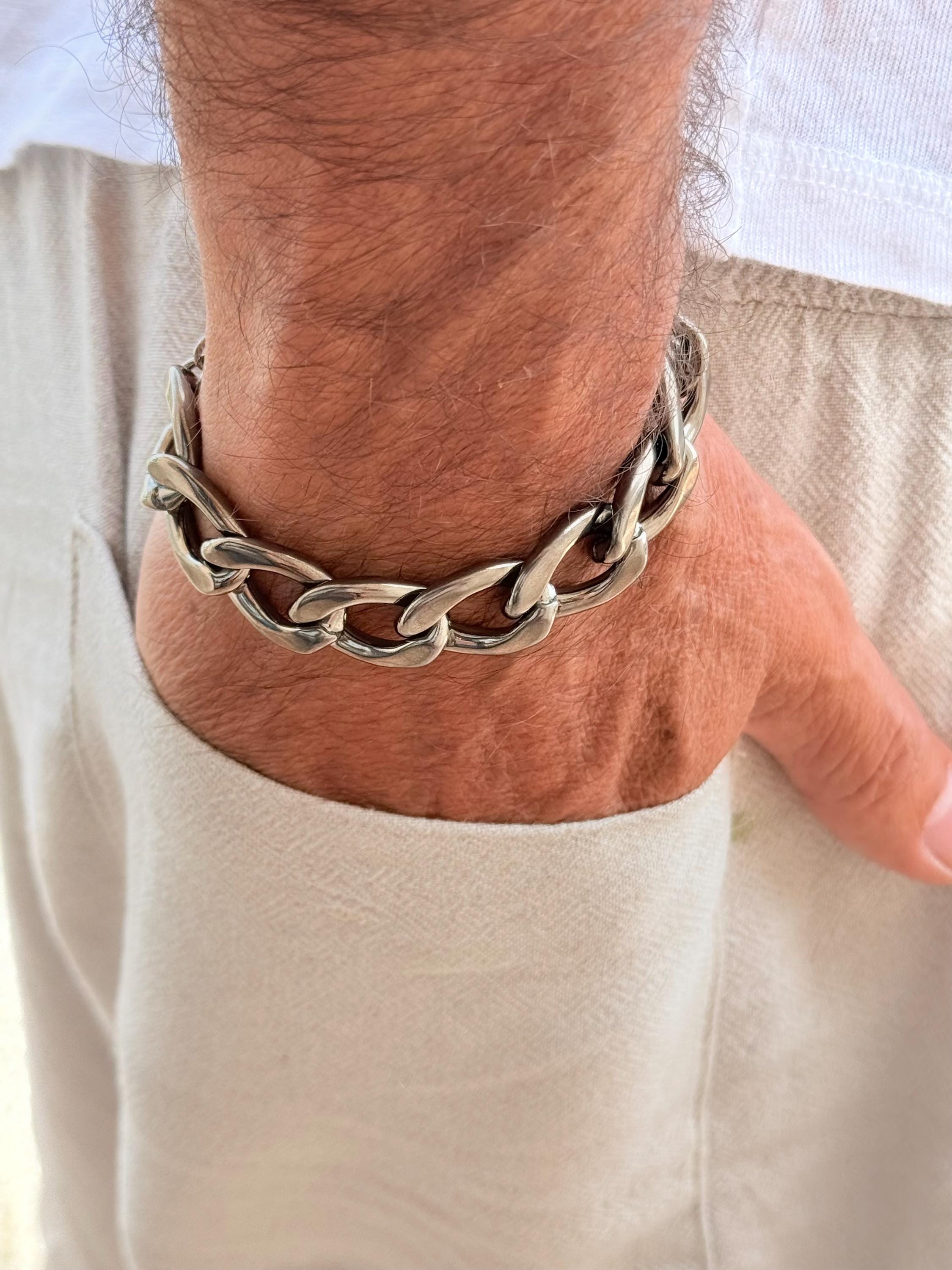 Masculine black Cuban curb chain bracelet, graphite aluminum men, manly accessories, black jewelry for men, lightweight bracelet