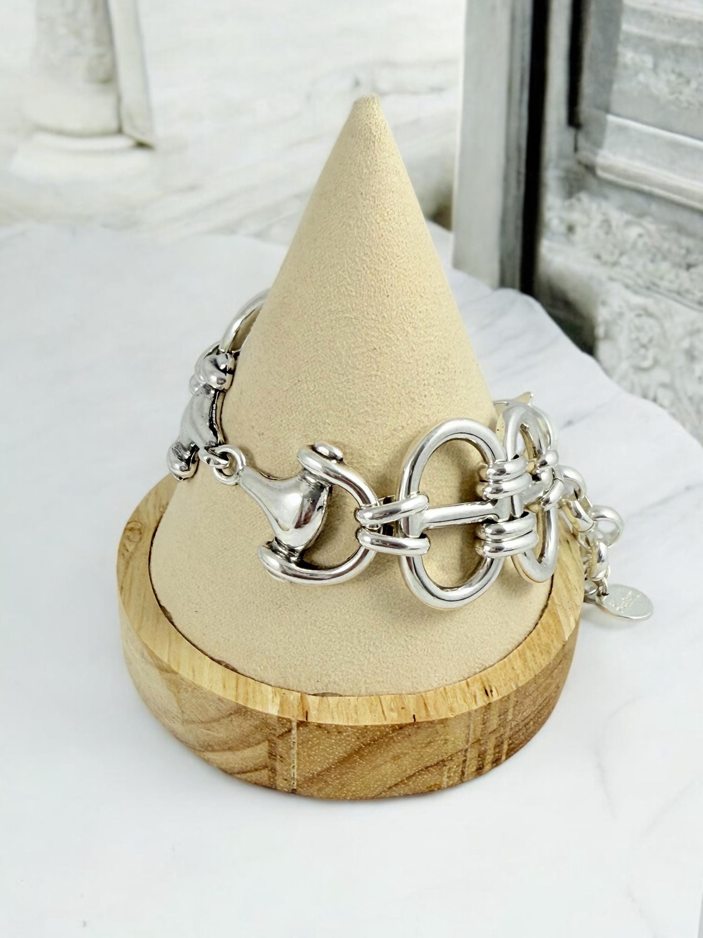 Chunky silver bracelet, cuff bracelet, silver bold bracelet, silver chain bracelet, thick link bracelet, uno de 50 style, statement bracelet