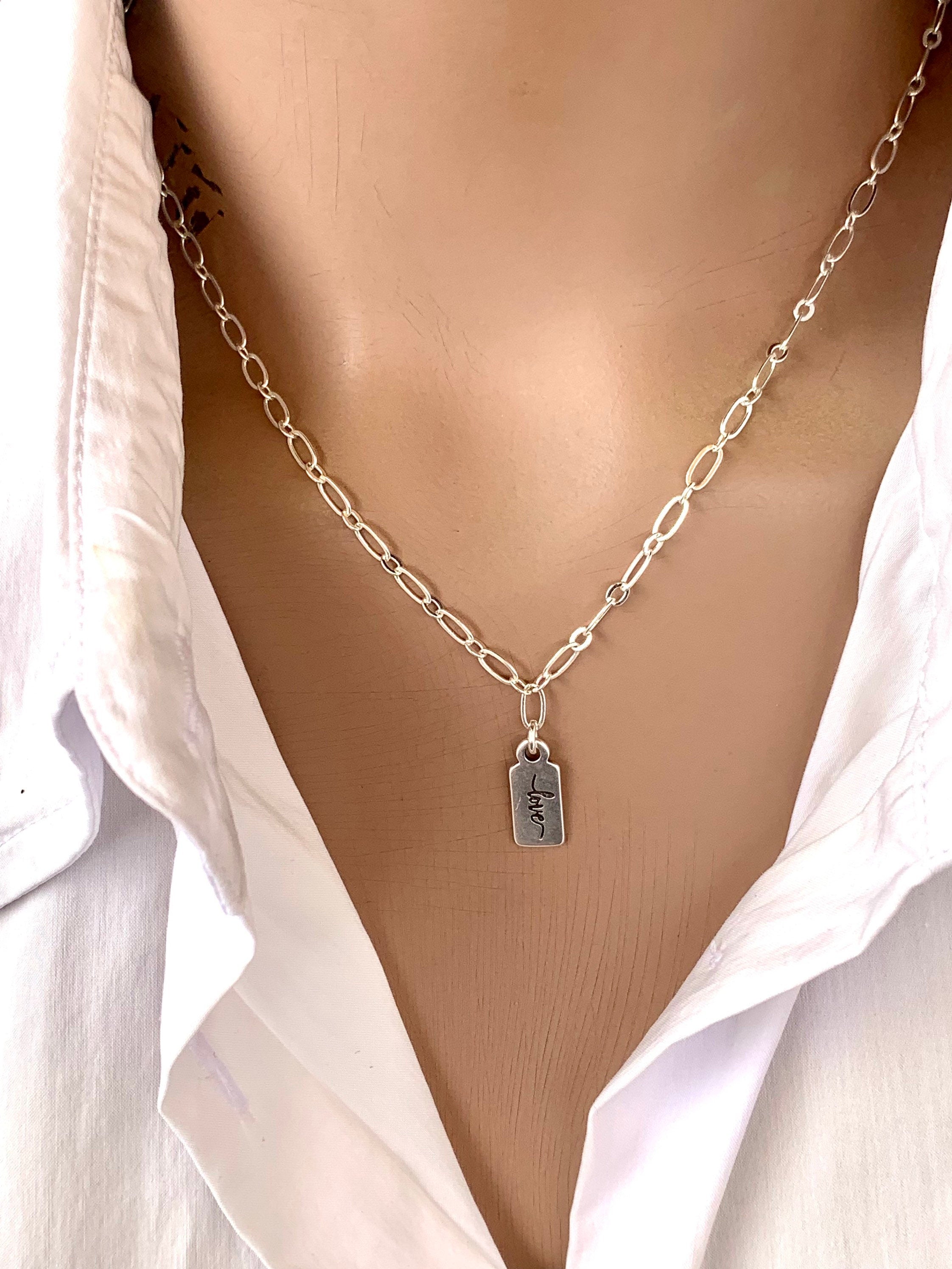 Dainty necklace with love for her, simple and elegant necklace, necklace with love poendant