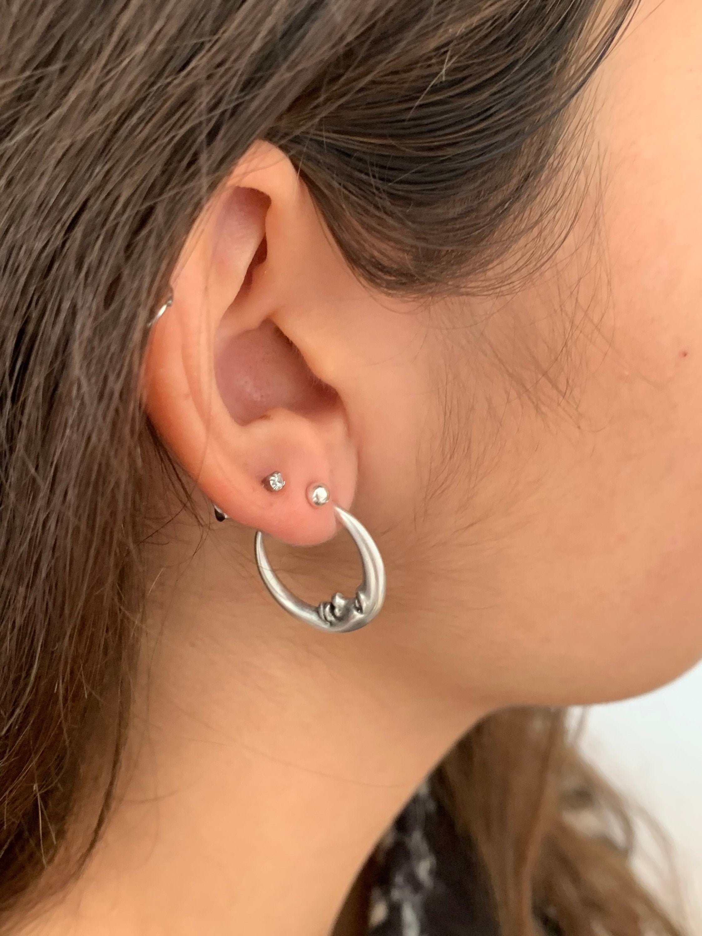 Crescent Moon Hoop Earrings – Gold Plated – Boho Everyday Jewelry – Handmade Kukuri Design
