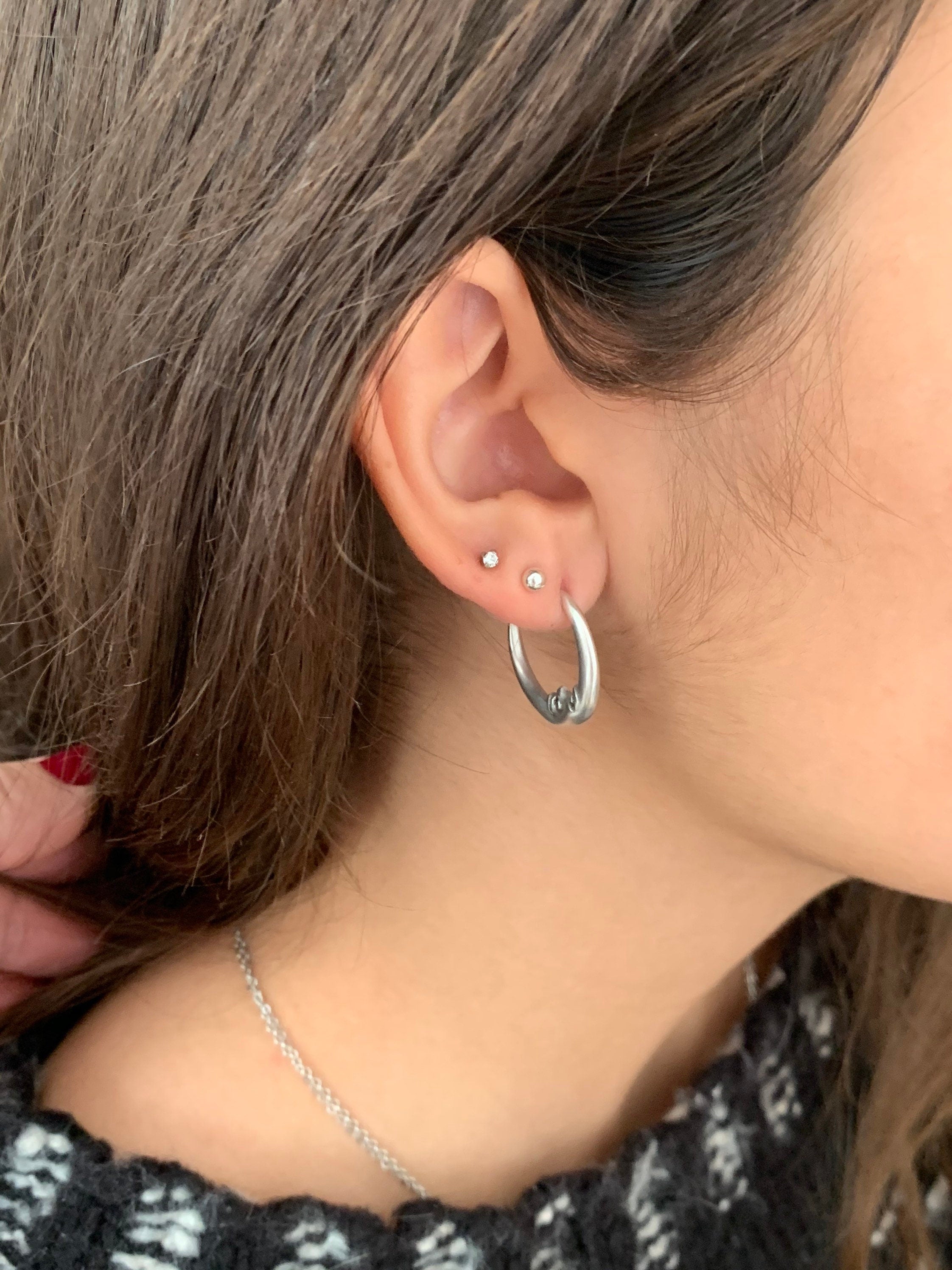 Crescent Moon Hoop Earrings – Gold Plated – Boho Everyday Jewelry – Handmade Kukuri Design