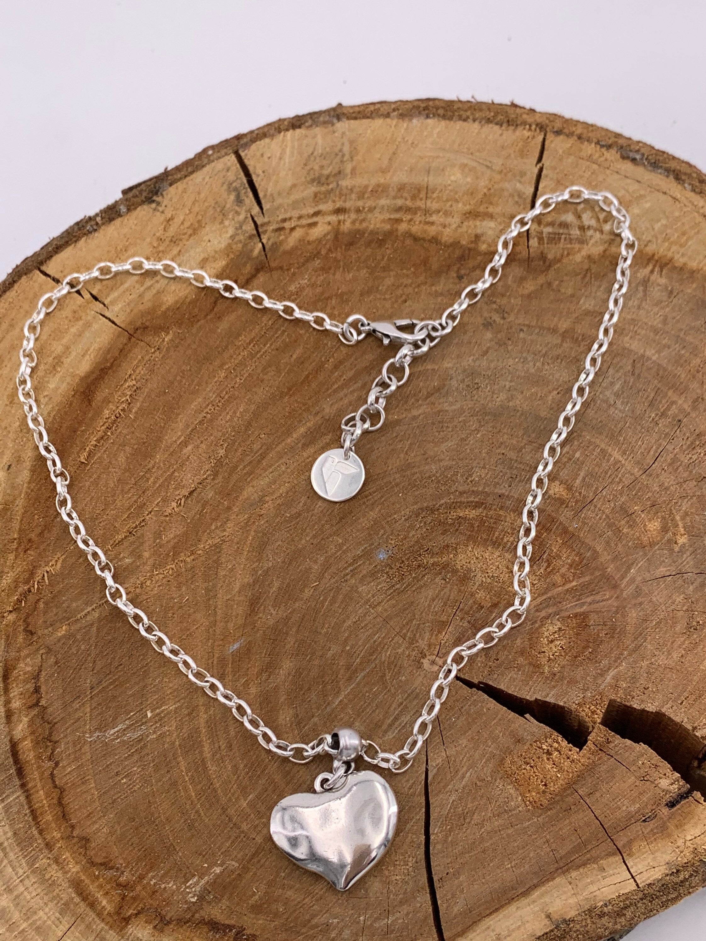 chunky chain necklace, heart pendant necklace, silver necklace, boho necklace,  style, boho jewelry, silver chain choker, gift